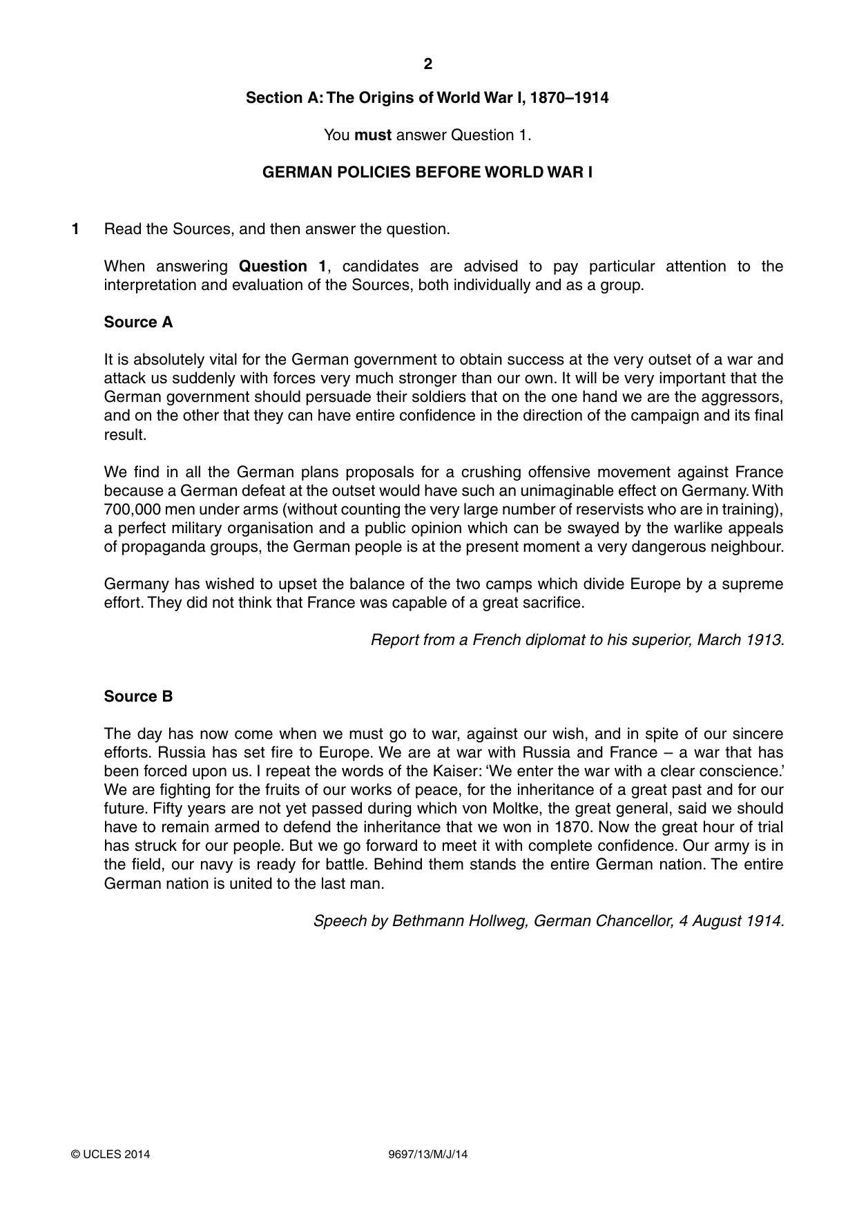 Cambridge A Level History (pre-2015) 9697 2014 May/June Paper 1 · Variant 3 question paper, page 2 of 4