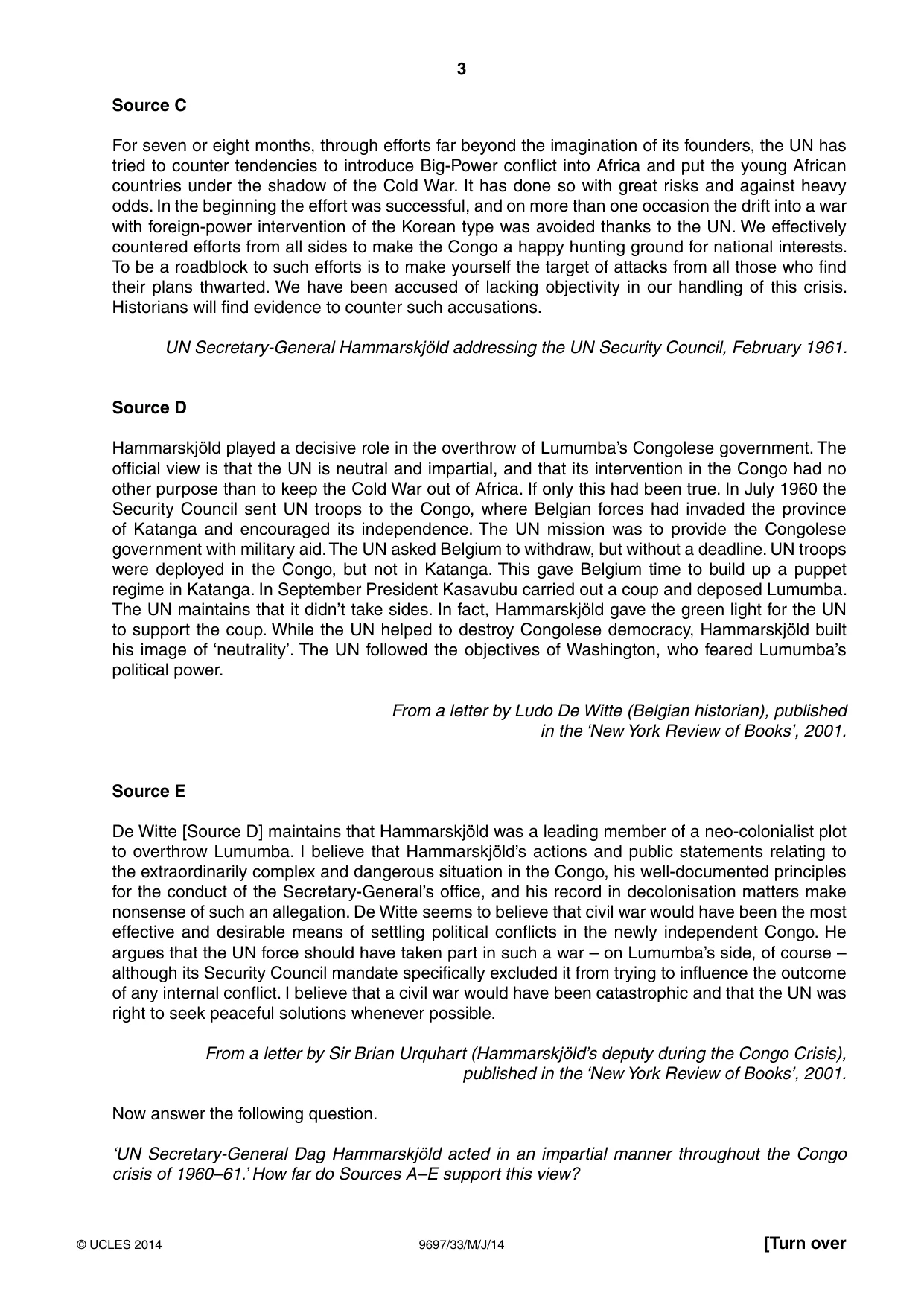 Cambridge A Level History (pre-2015) 9697 2014 May/June Paper 3 · Variant 3 question paper, page 3 of 4