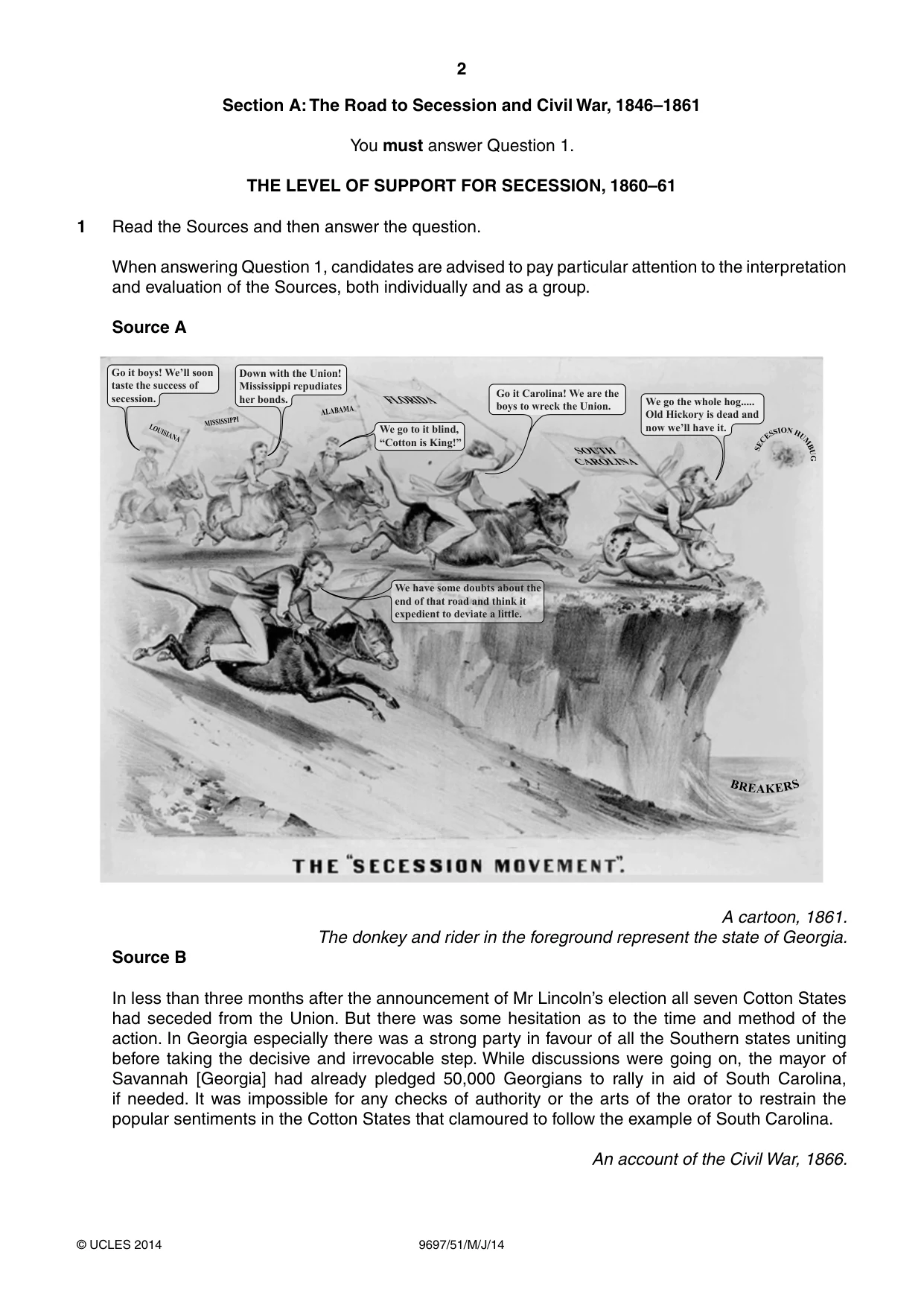 Cambridge A Level History (pre-2015) 9697 2014 May/June Paper 5 · Variant 1 question paper, page 2 of 4