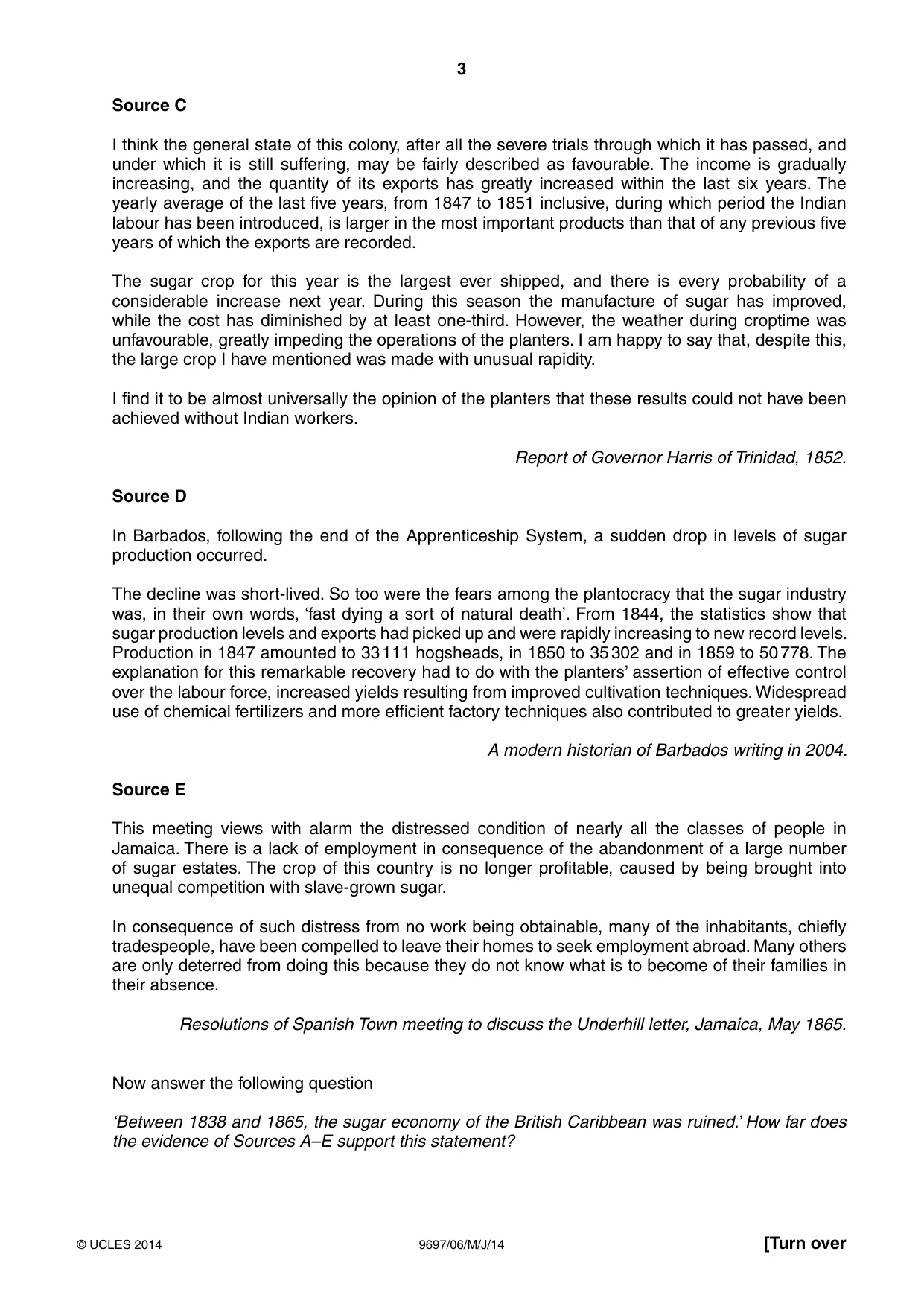 Cambridge A Level History (pre-2015) 9697 2014 May/June Paper 6 · Variant 1 question paper, page 3 of 4