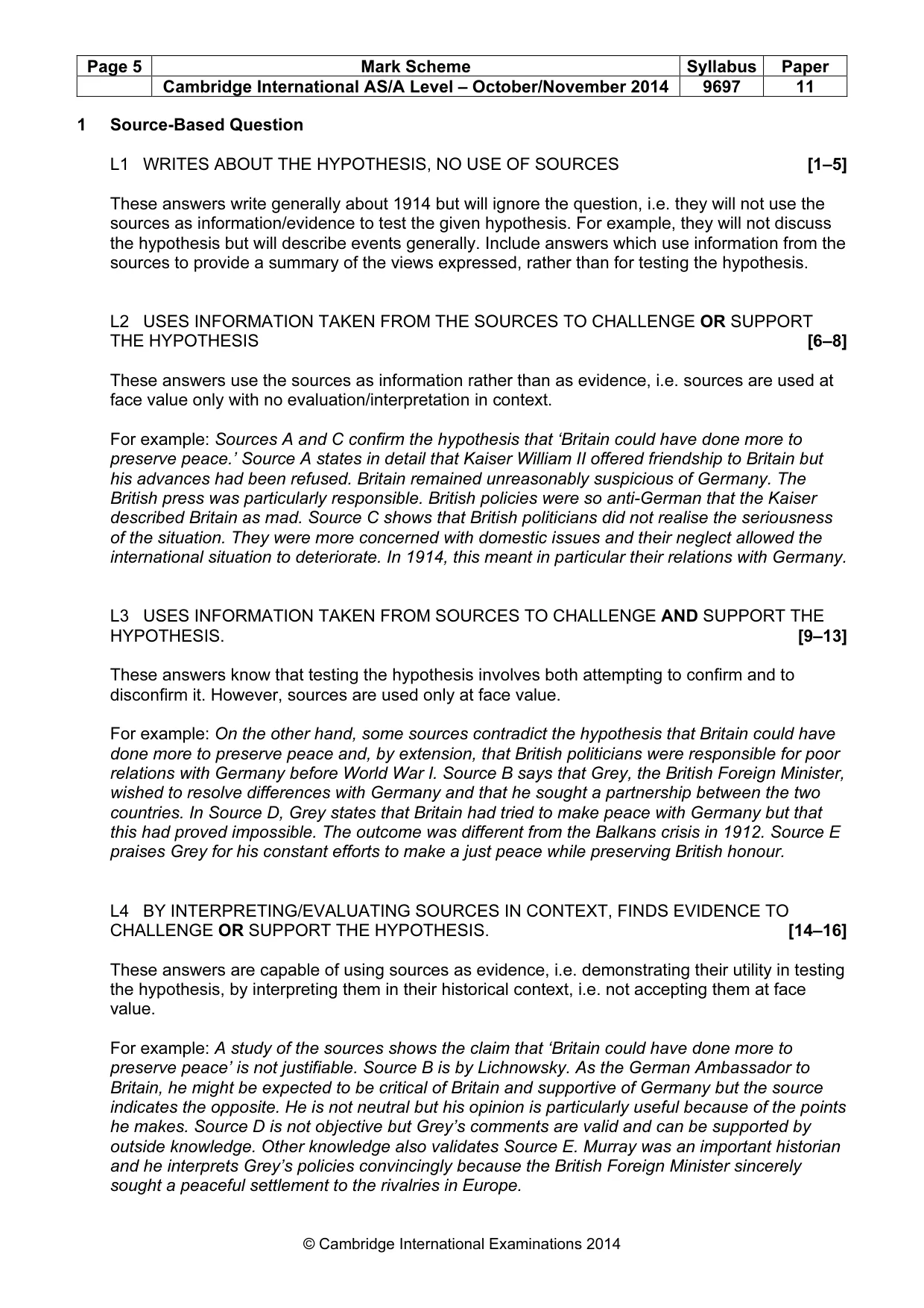Mark scheme, page 5 of 10