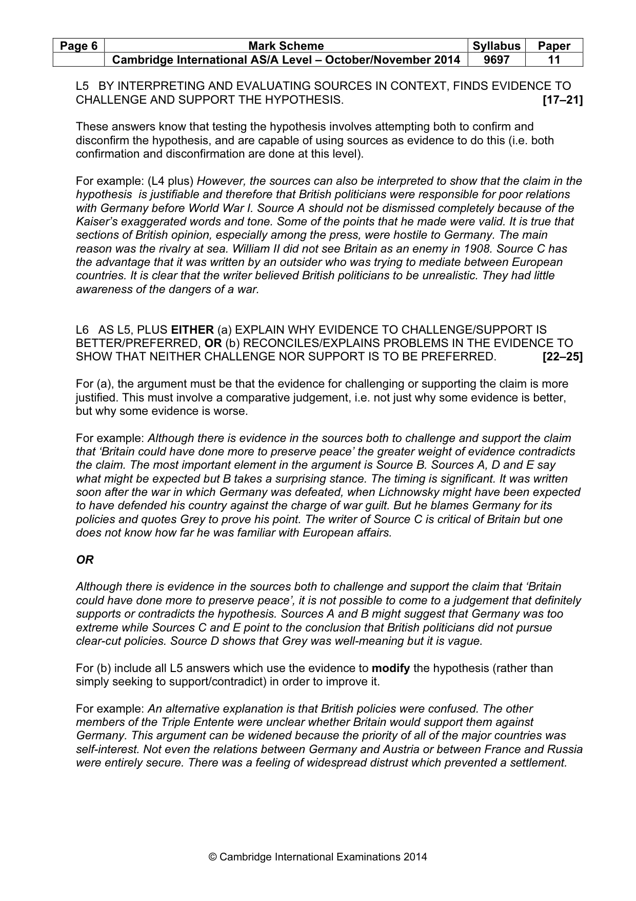 Mark scheme, page 6 of 10