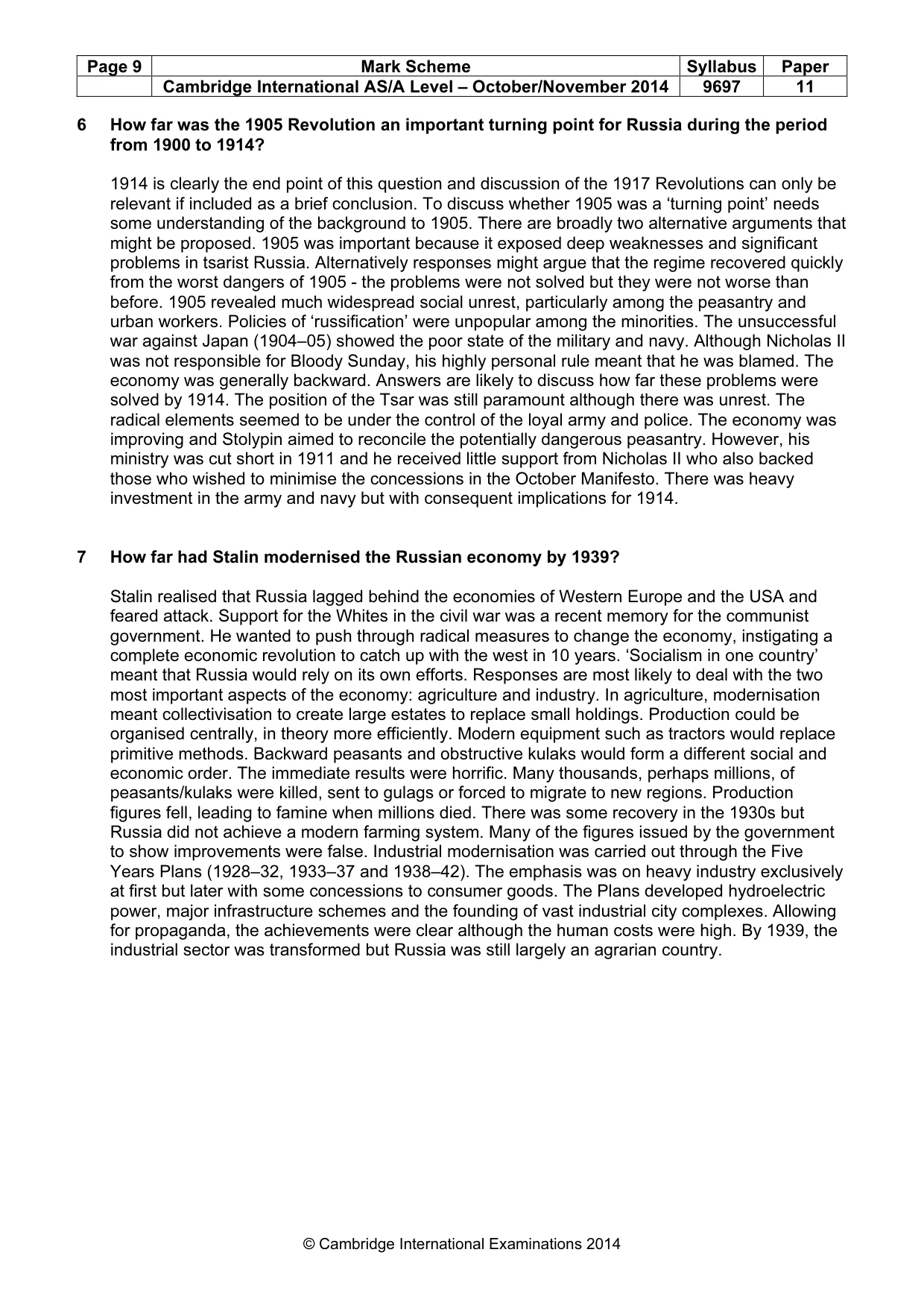 Mark scheme, page 9 of 10