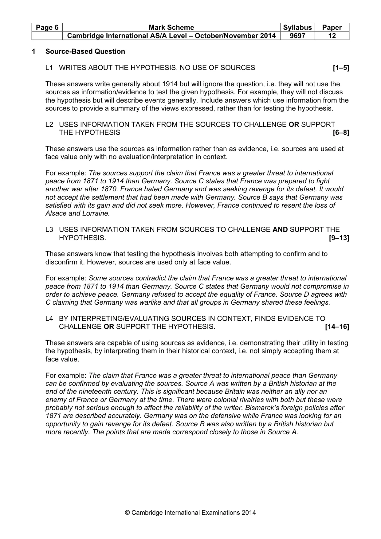 Mark scheme, page 6 of 10