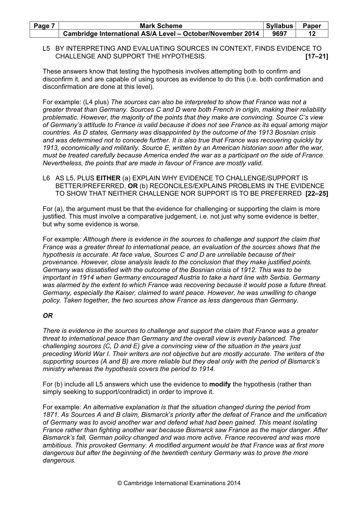 Mark scheme, page 7 of 10