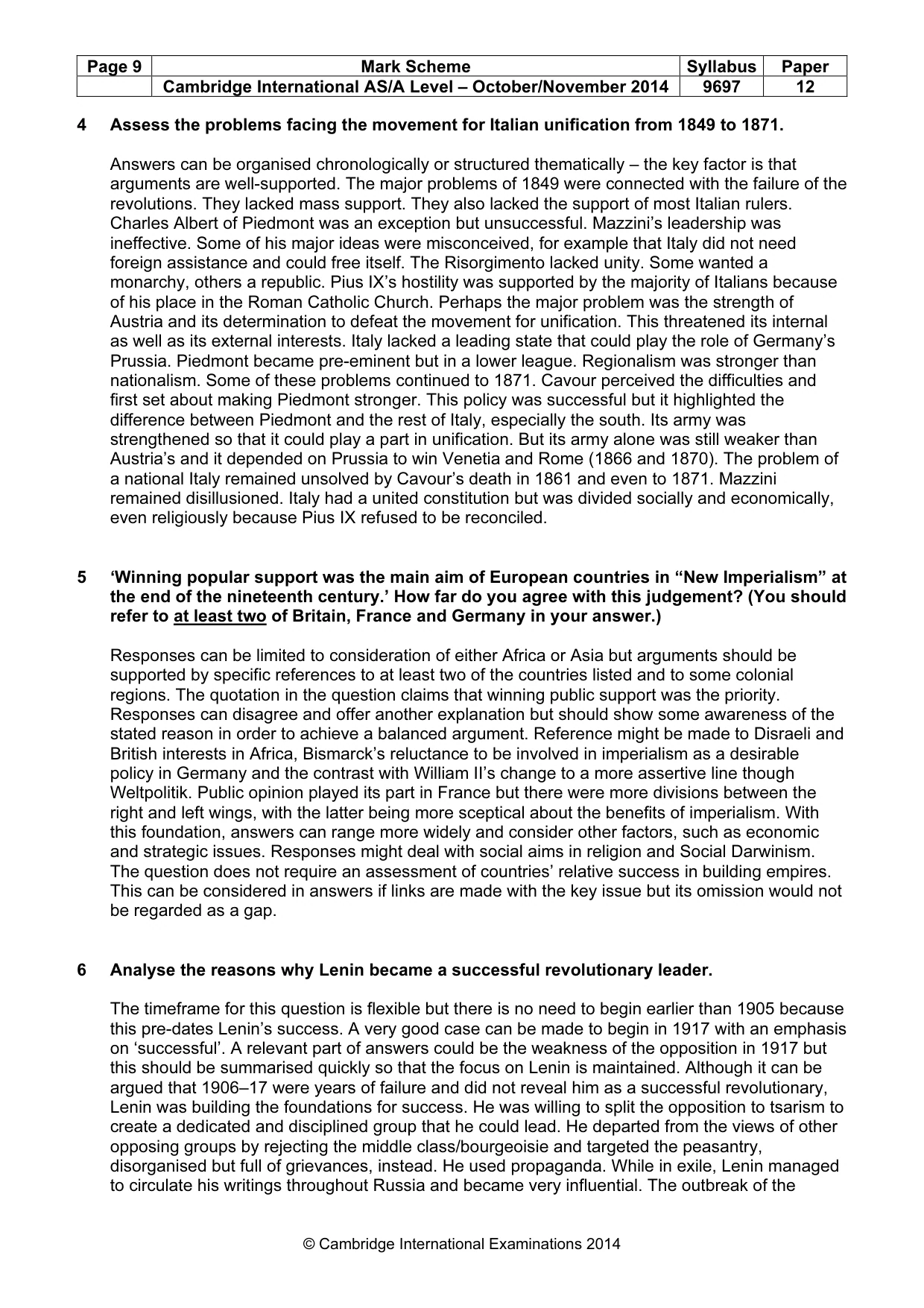 Mark scheme, page 9 of 10