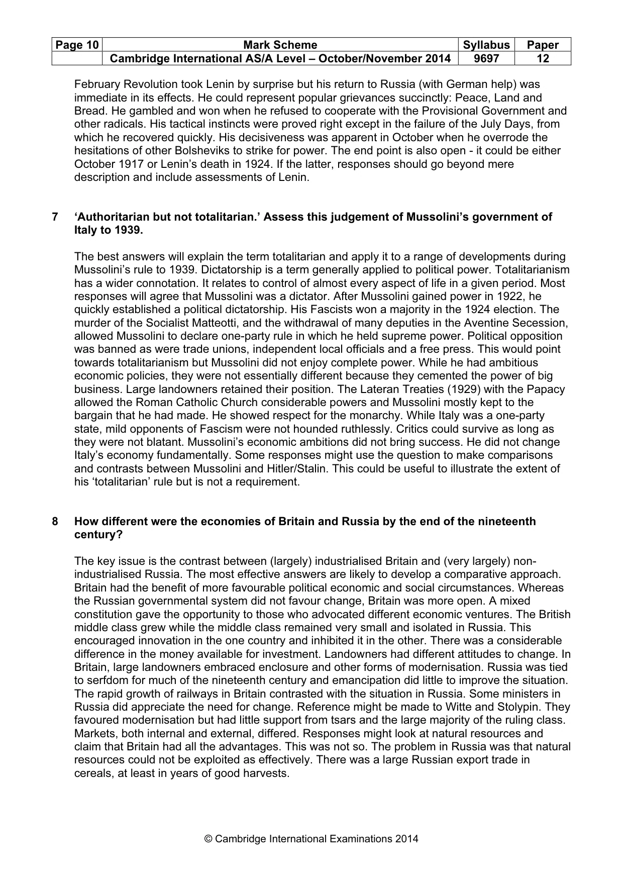 Mark scheme, page 10 of 10
