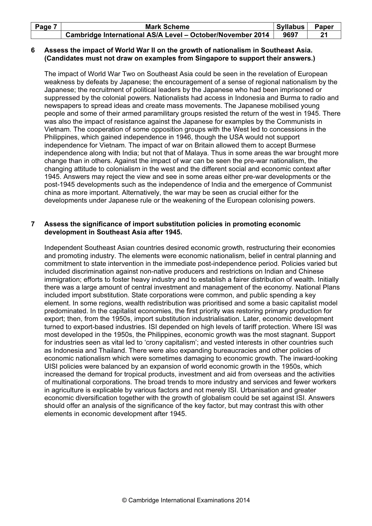 Mark scheme, page 7 of 8