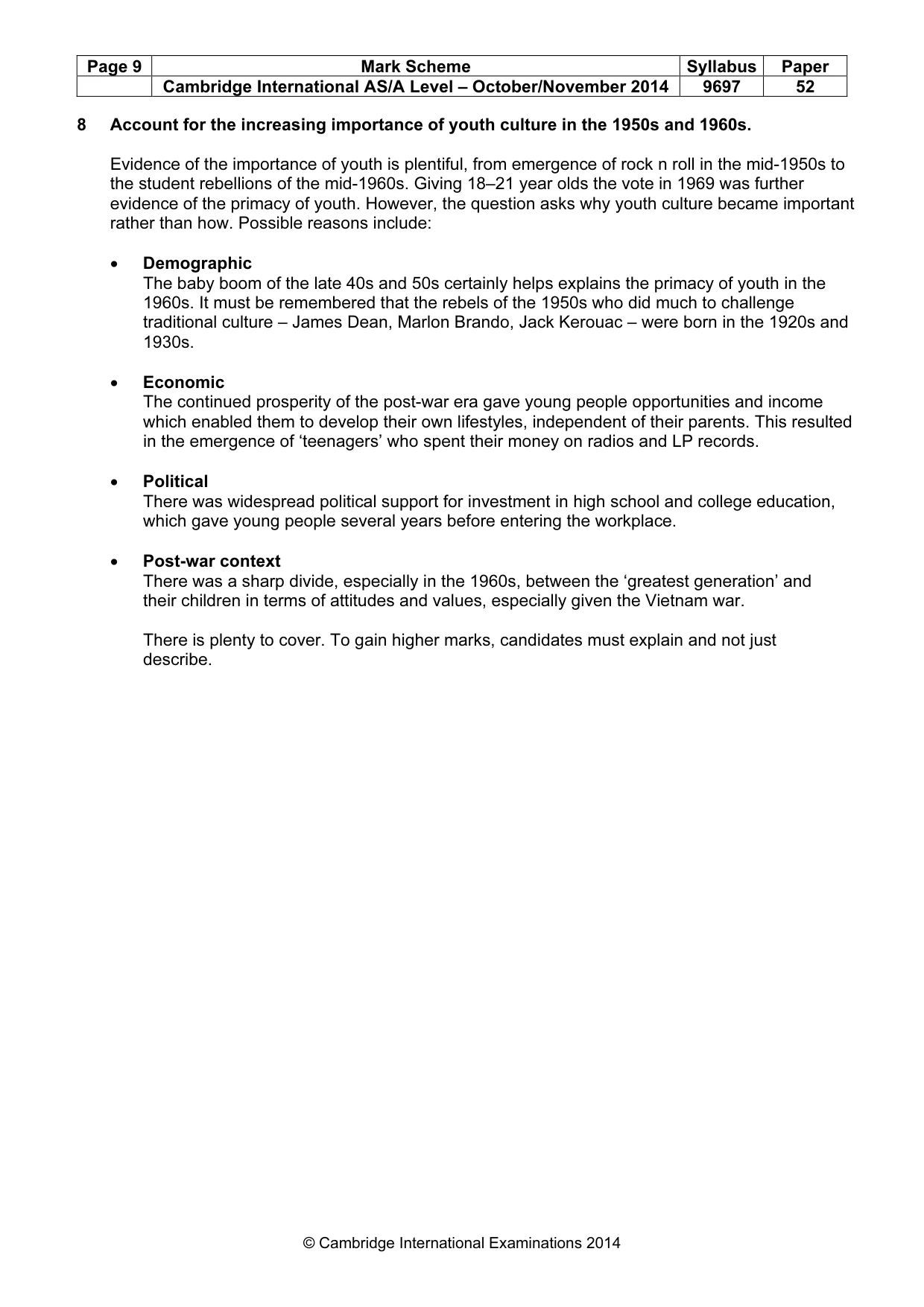 Mark scheme, page 9 of 9