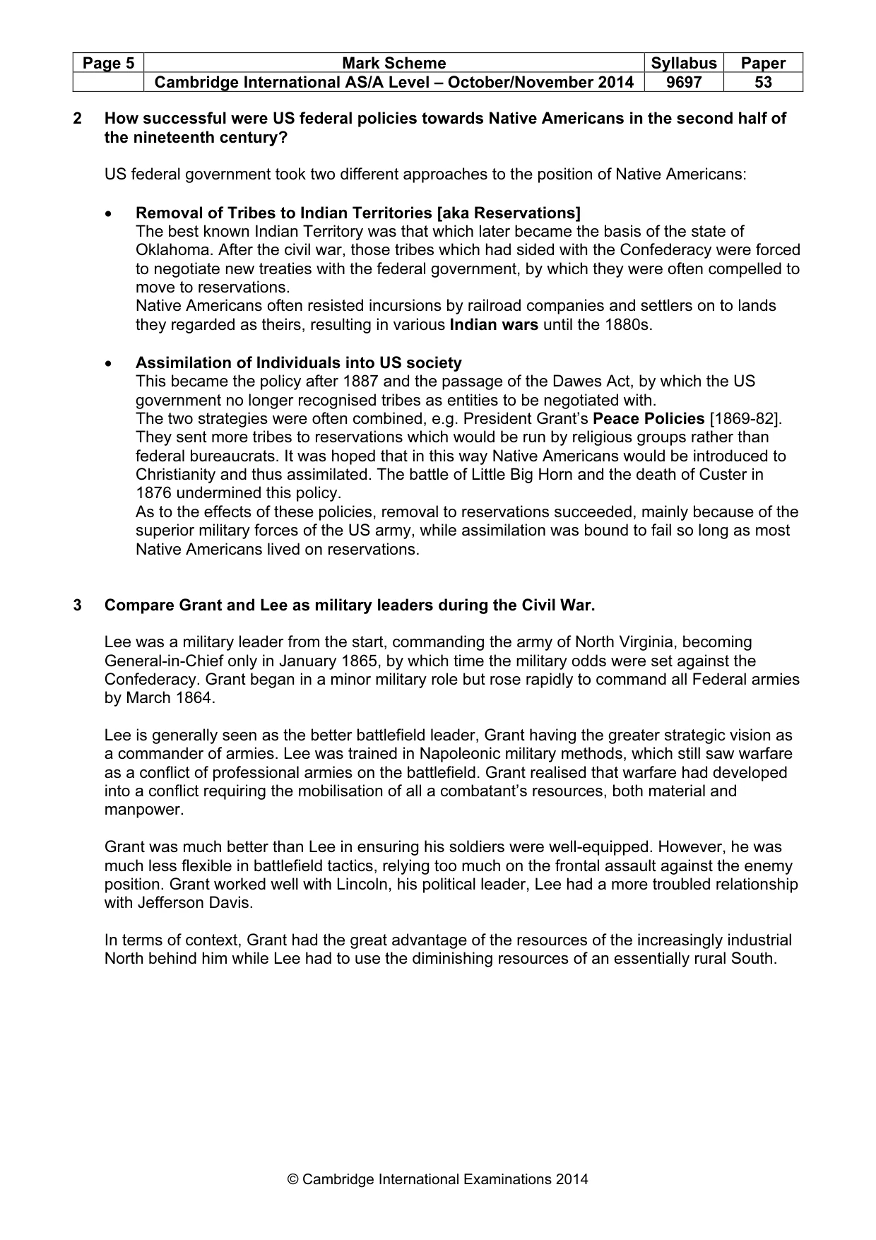 Mark scheme, page 5 of 9