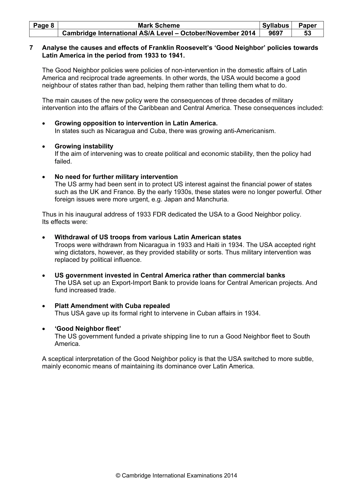 Mark scheme, page 8 of 9