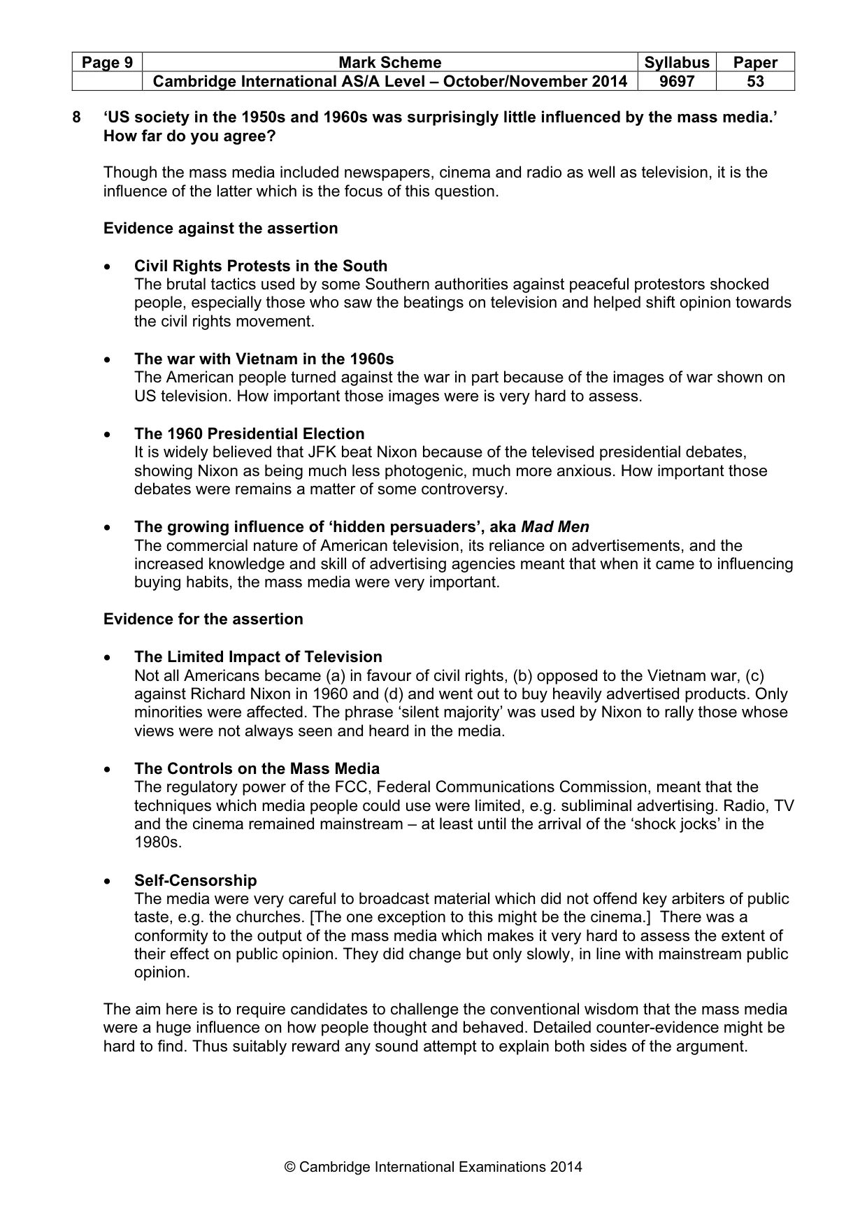 Mark scheme, page 9 of 9