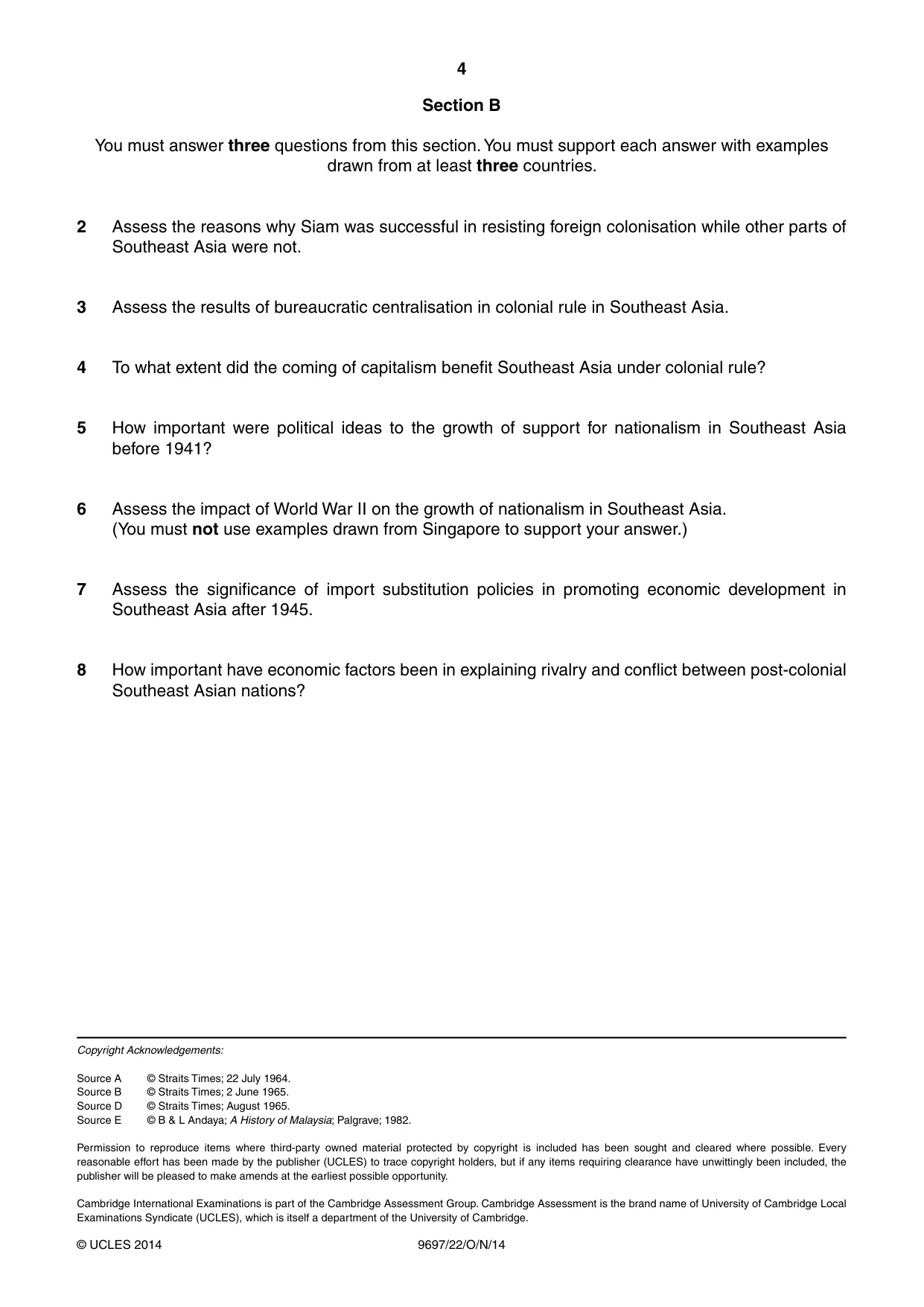 Cambridge A Level History (pre-2015) 9697 2014 Oct/Nov Paper 2 · Variant 2 question paper, page 4 of 4