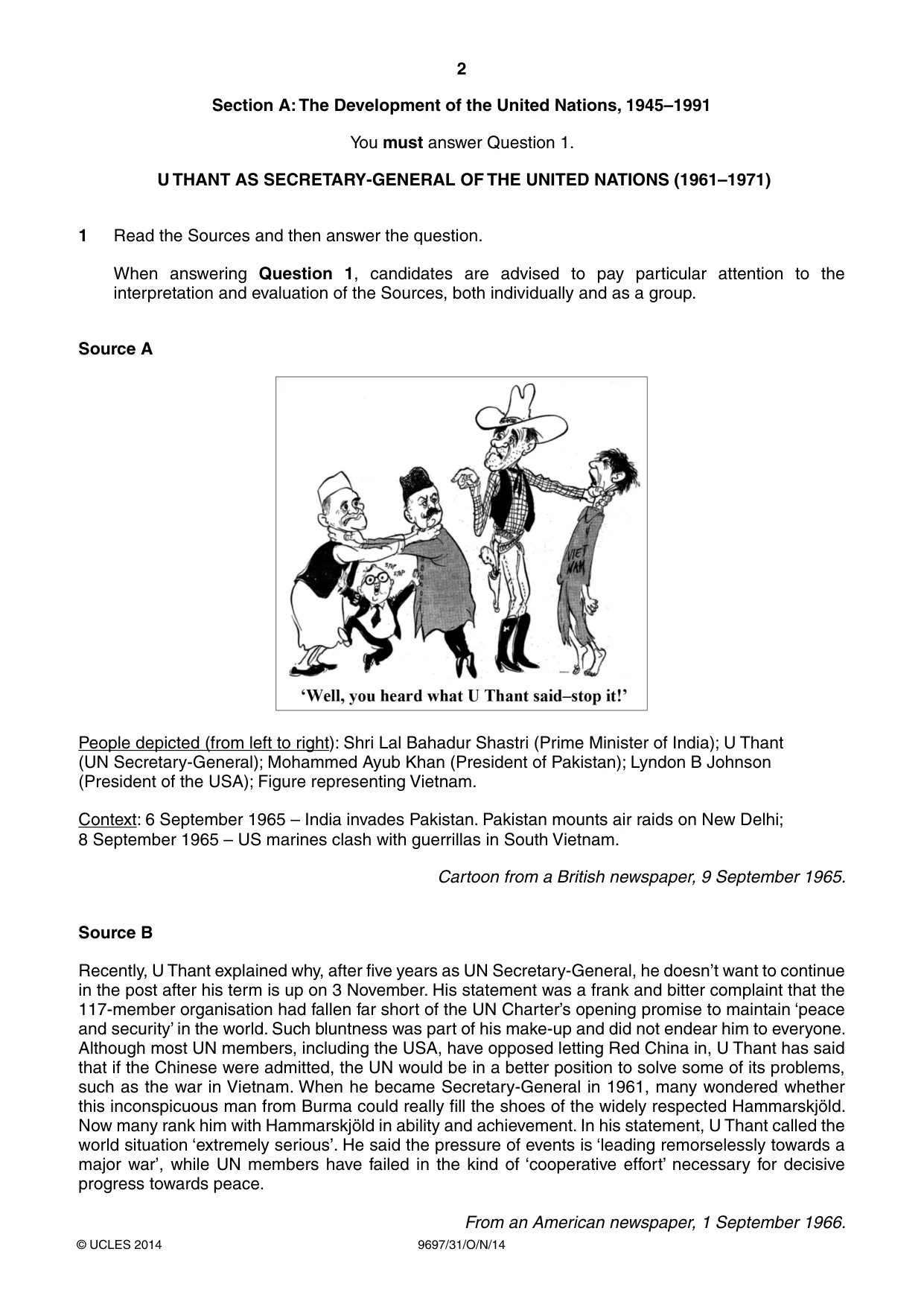 Cambridge A Level History (pre-2015) 9697 2014 Oct/Nov Paper 3 · Variant 1 question paper, page 2 of 4