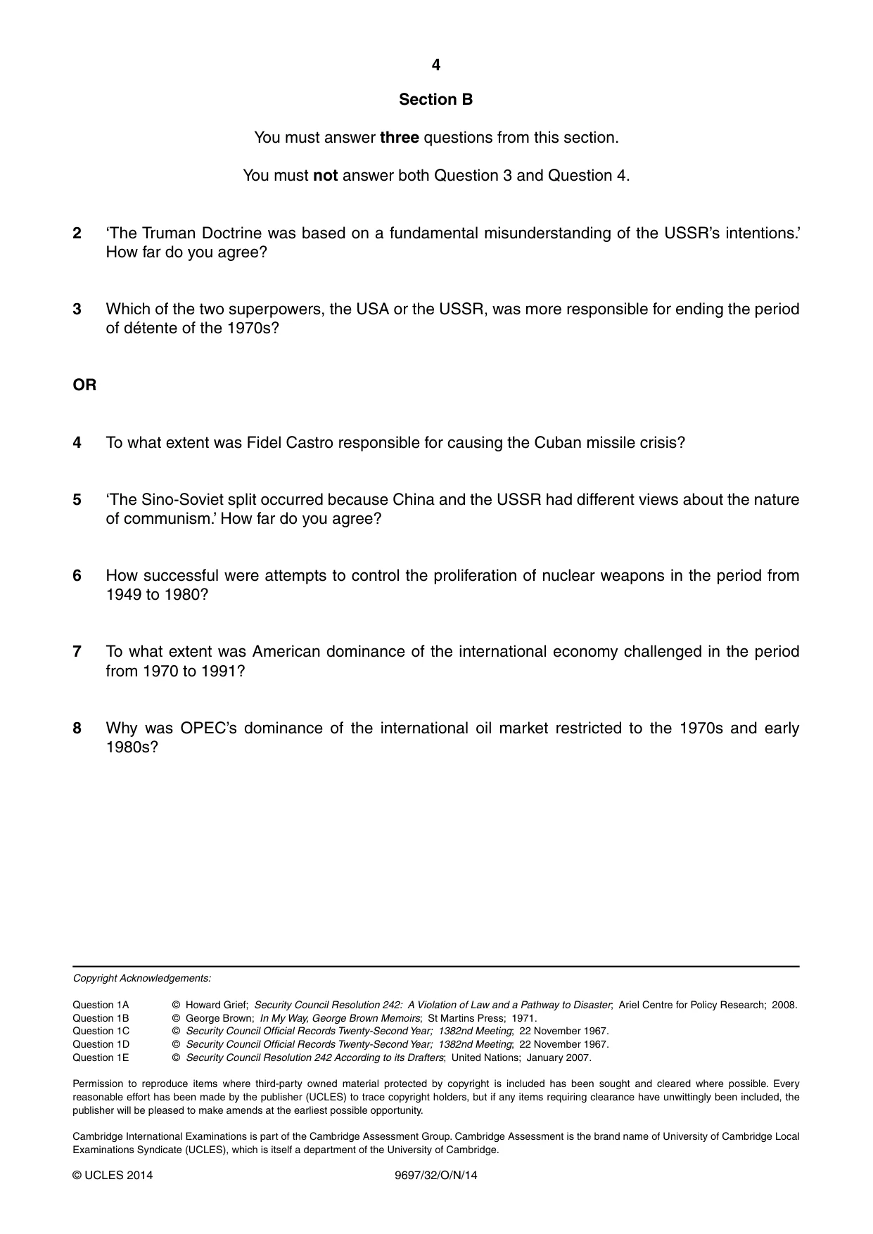 Cambridge A Level History (pre-2015) 9697 2014 Oct/Nov Paper 3 · Variant 2 question paper, page 4 of 4