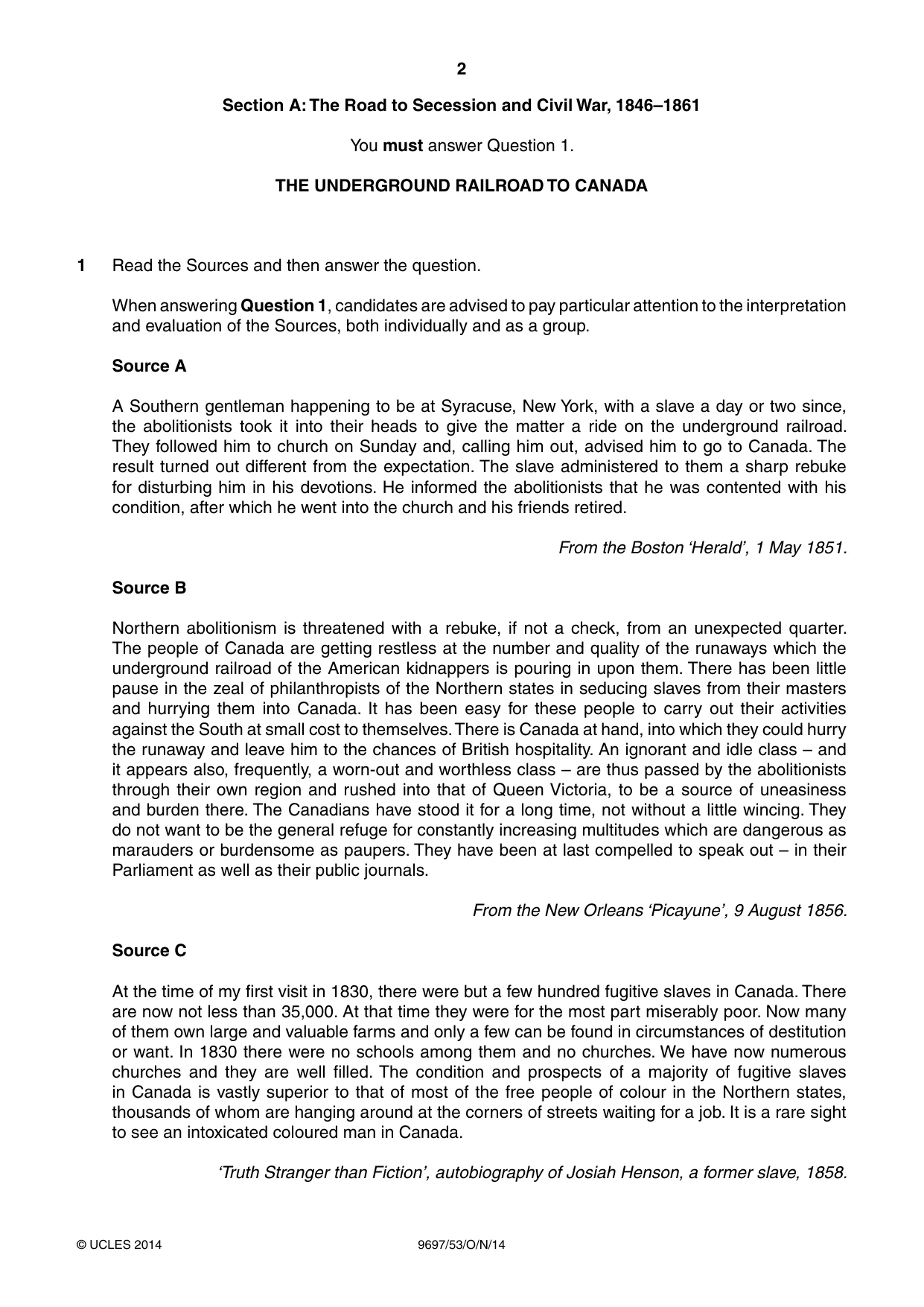 Cambridge A Level History (pre-2015) 9697 2014 Oct/Nov Paper 5 · Variant 3 question paper, page 2 of 4