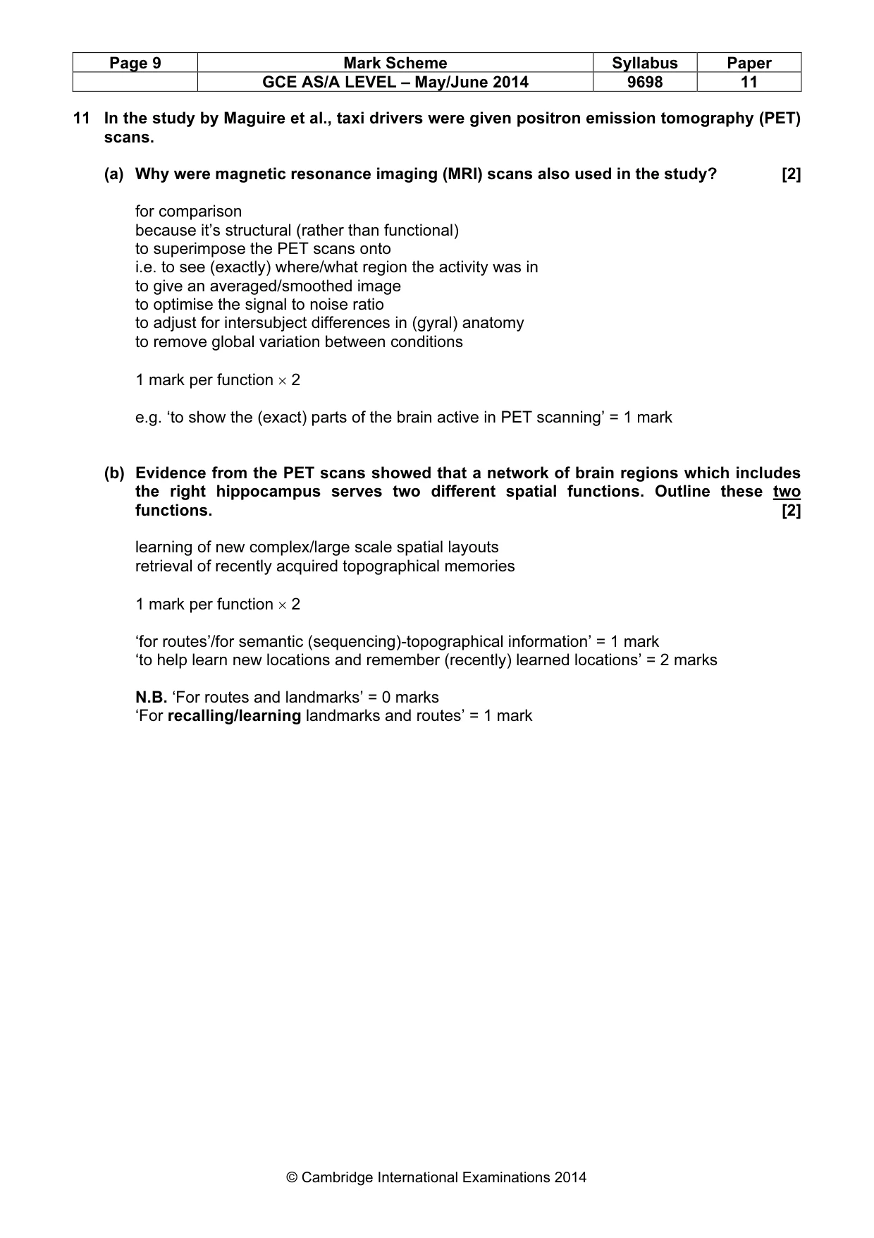 Mark scheme, page 9 of 16