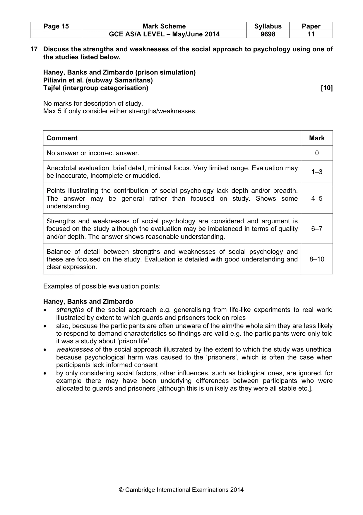 Mark scheme, page 15 of 16