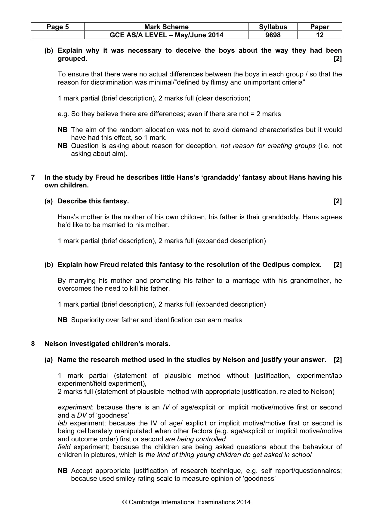Mark scheme, page 5 of 13