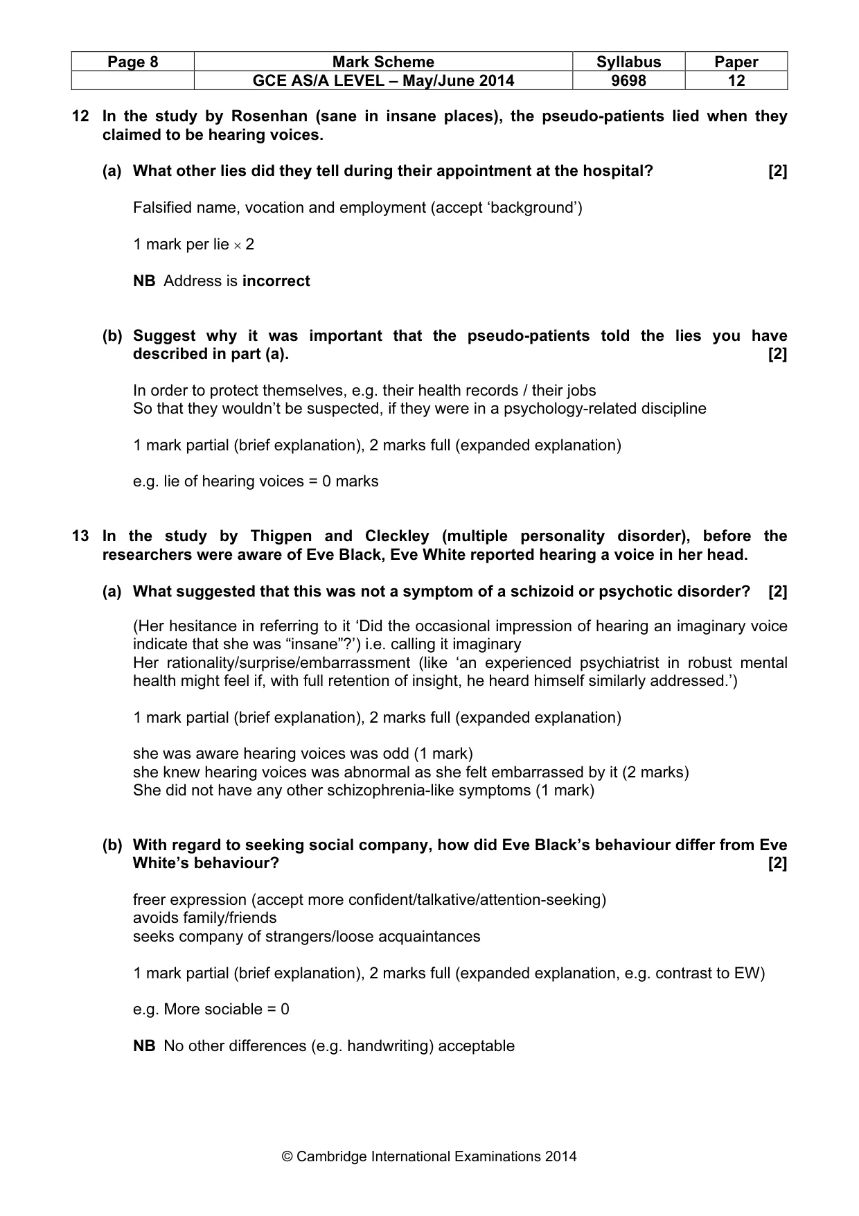 Mark scheme, page 8 of 13