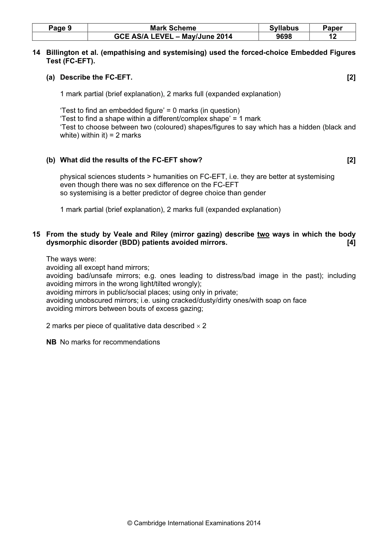 Mark scheme, page 9 of 13