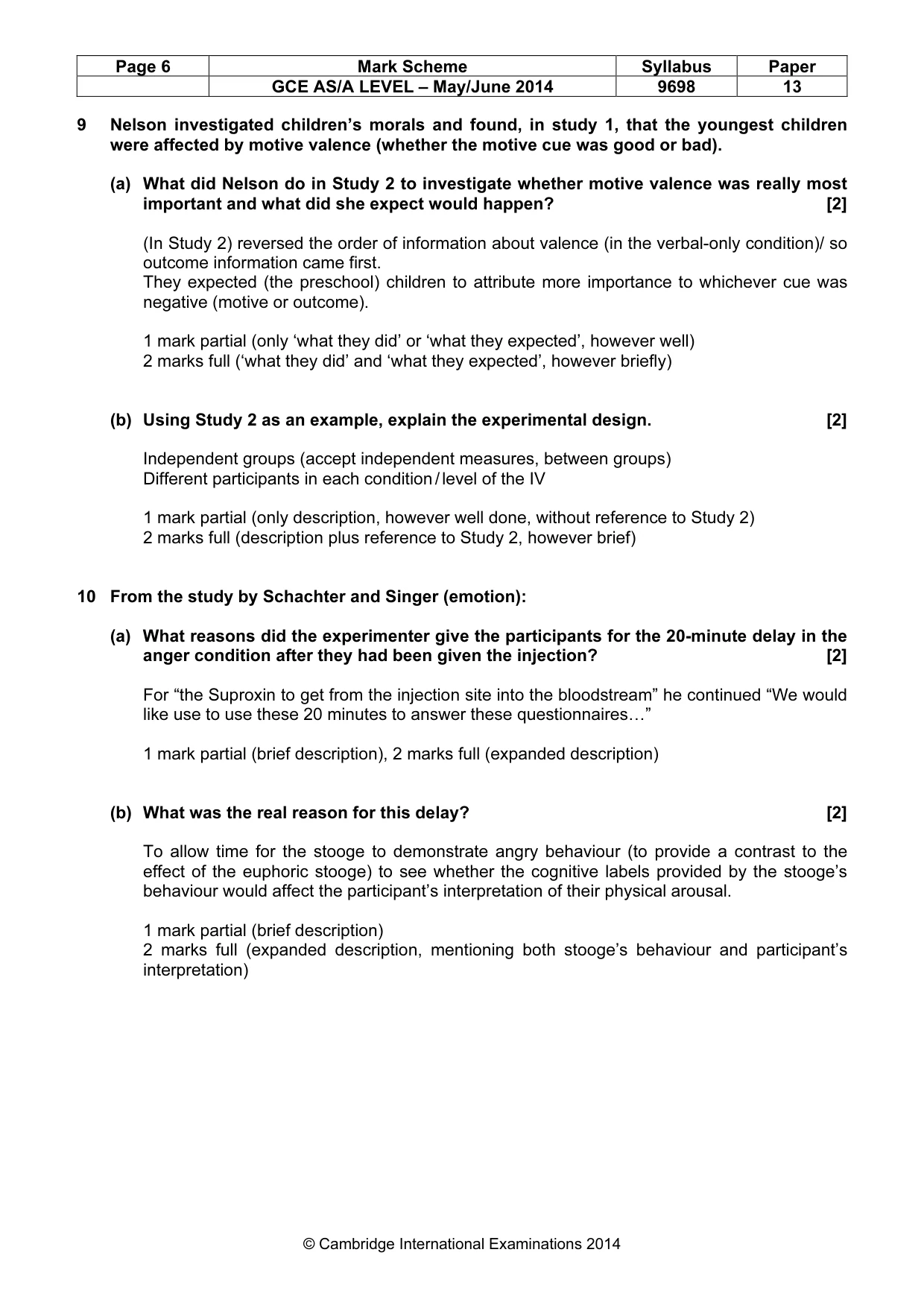 Mark scheme, page 6 of 12