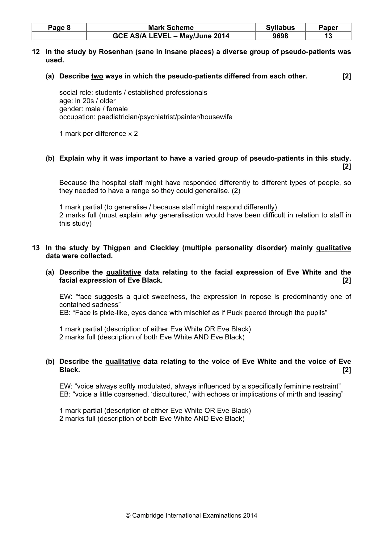 Mark scheme, page 8 of 12