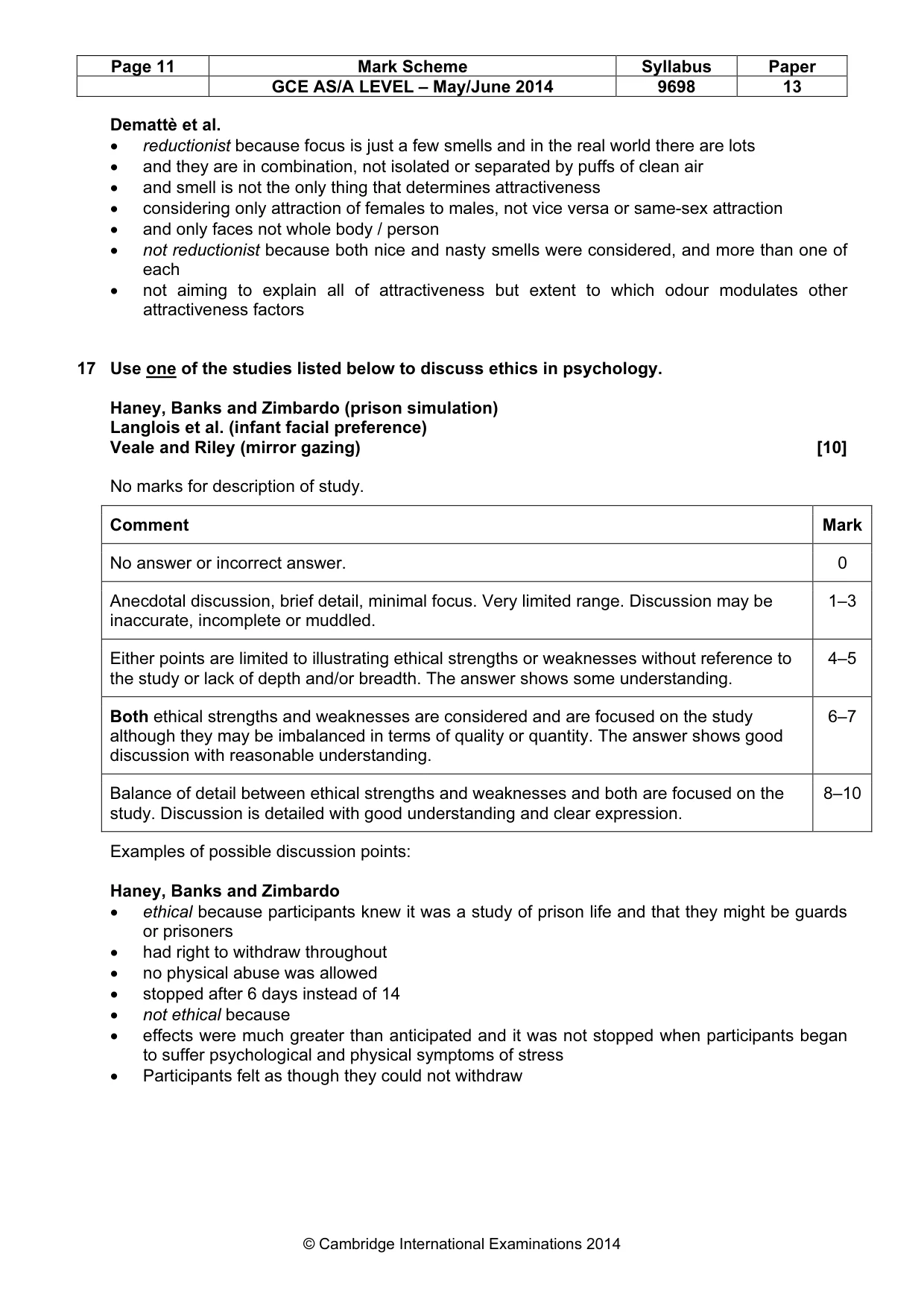 Mark scheme, page 11 of 12