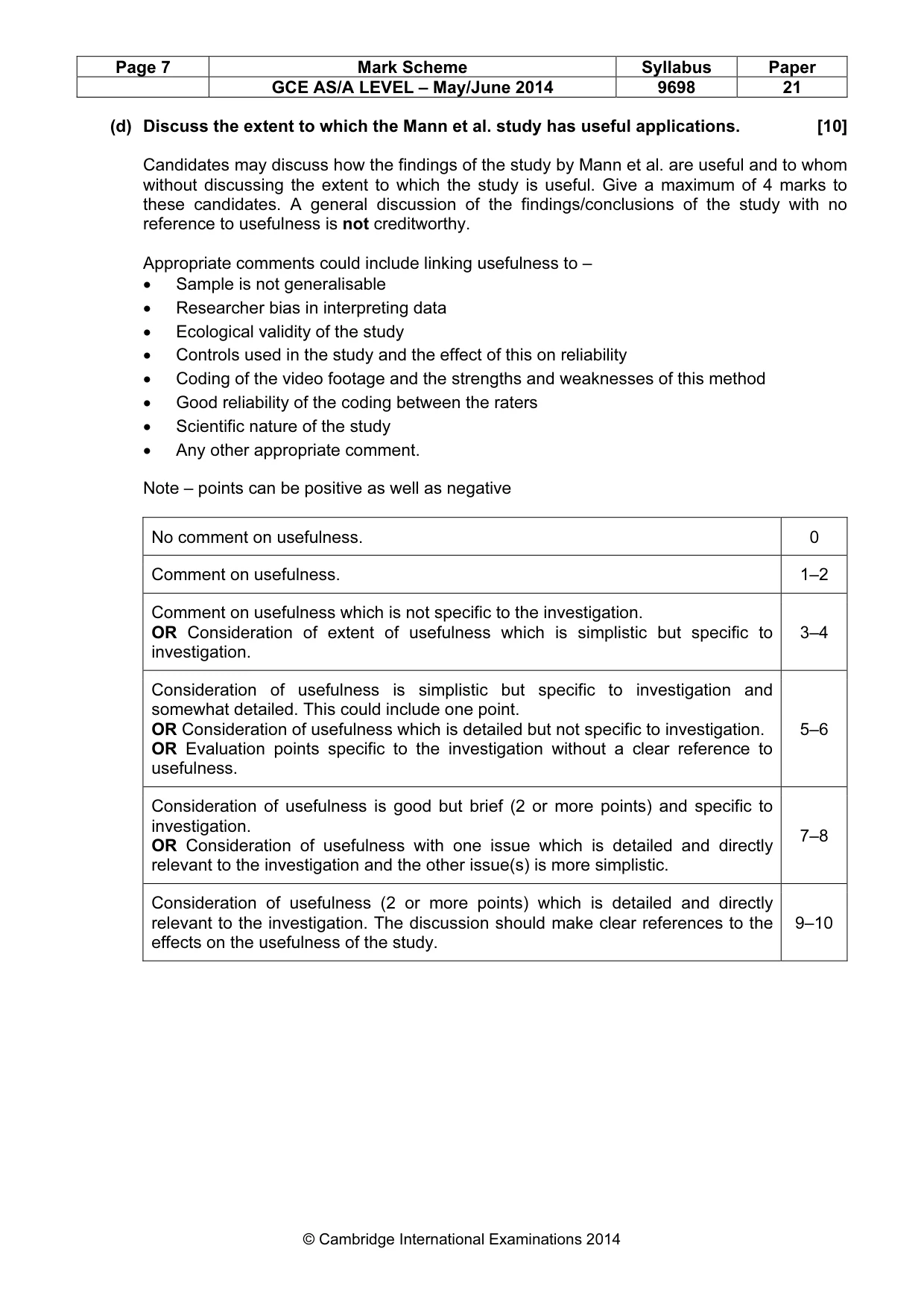 Mark scheme, page 7 of 12