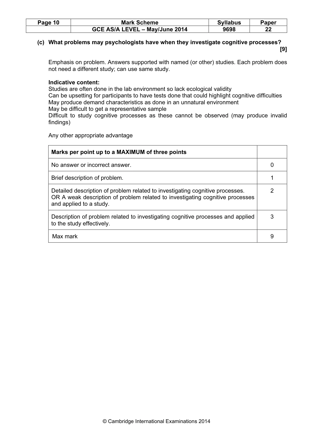 Mark scheme, page 10 of 12