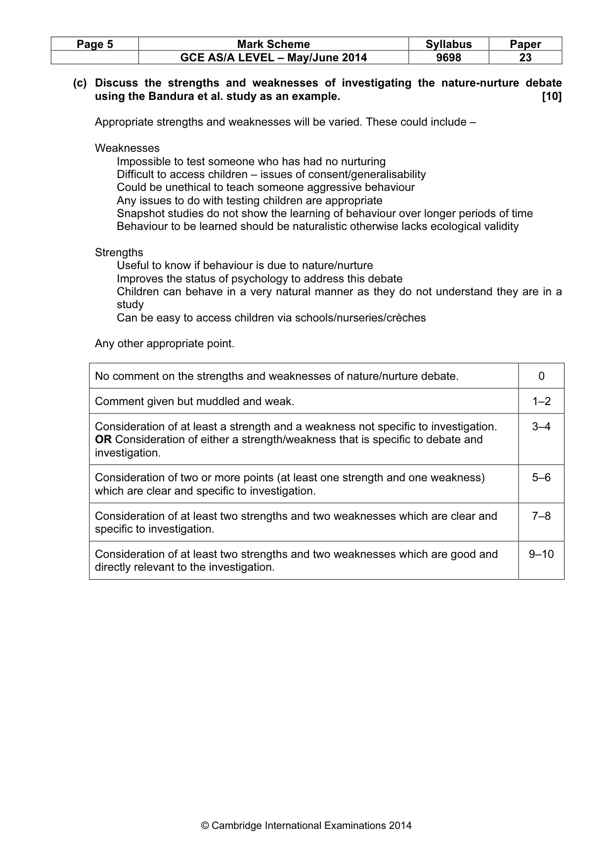 Mark scheme, page 5 of 10