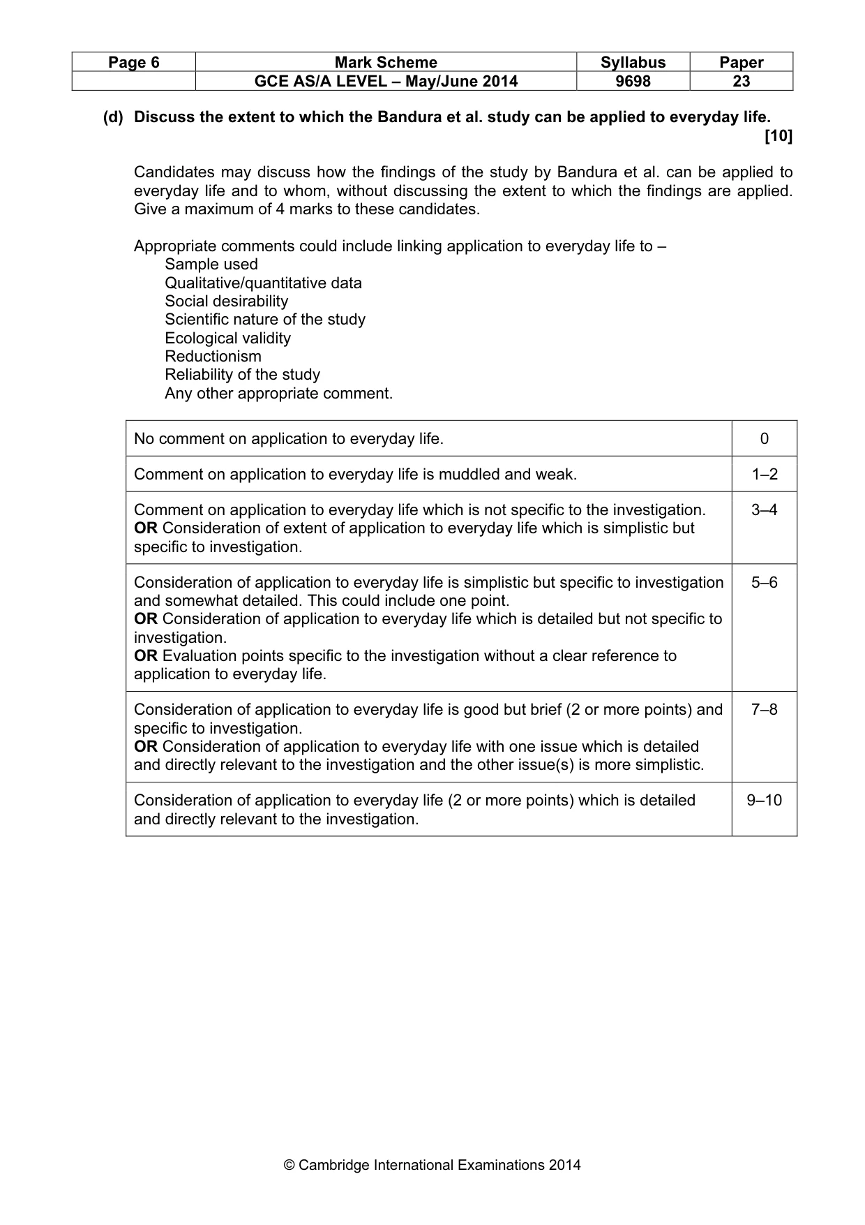 Mark scheme, page 6 of 10