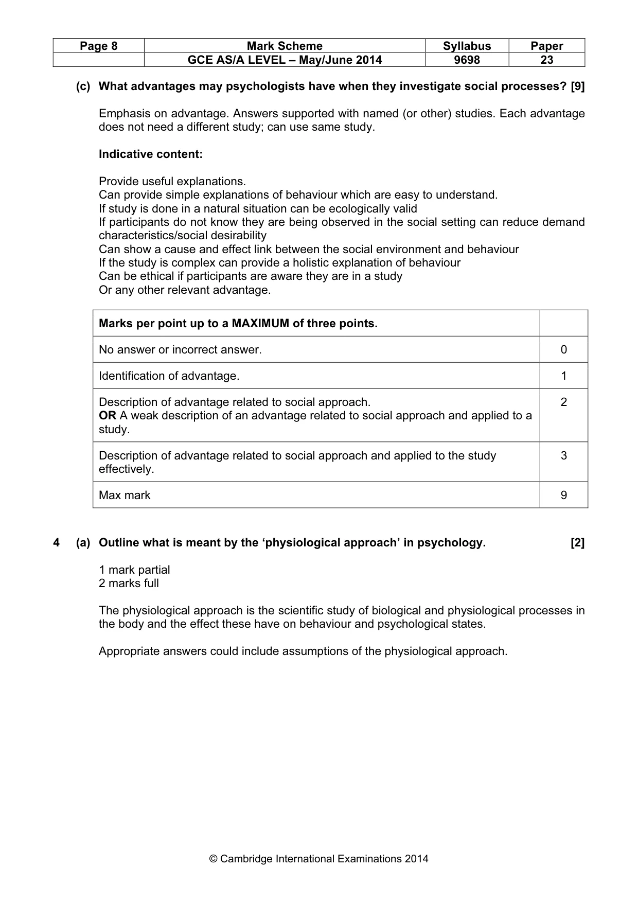 Mark scheme, page 8 of 10