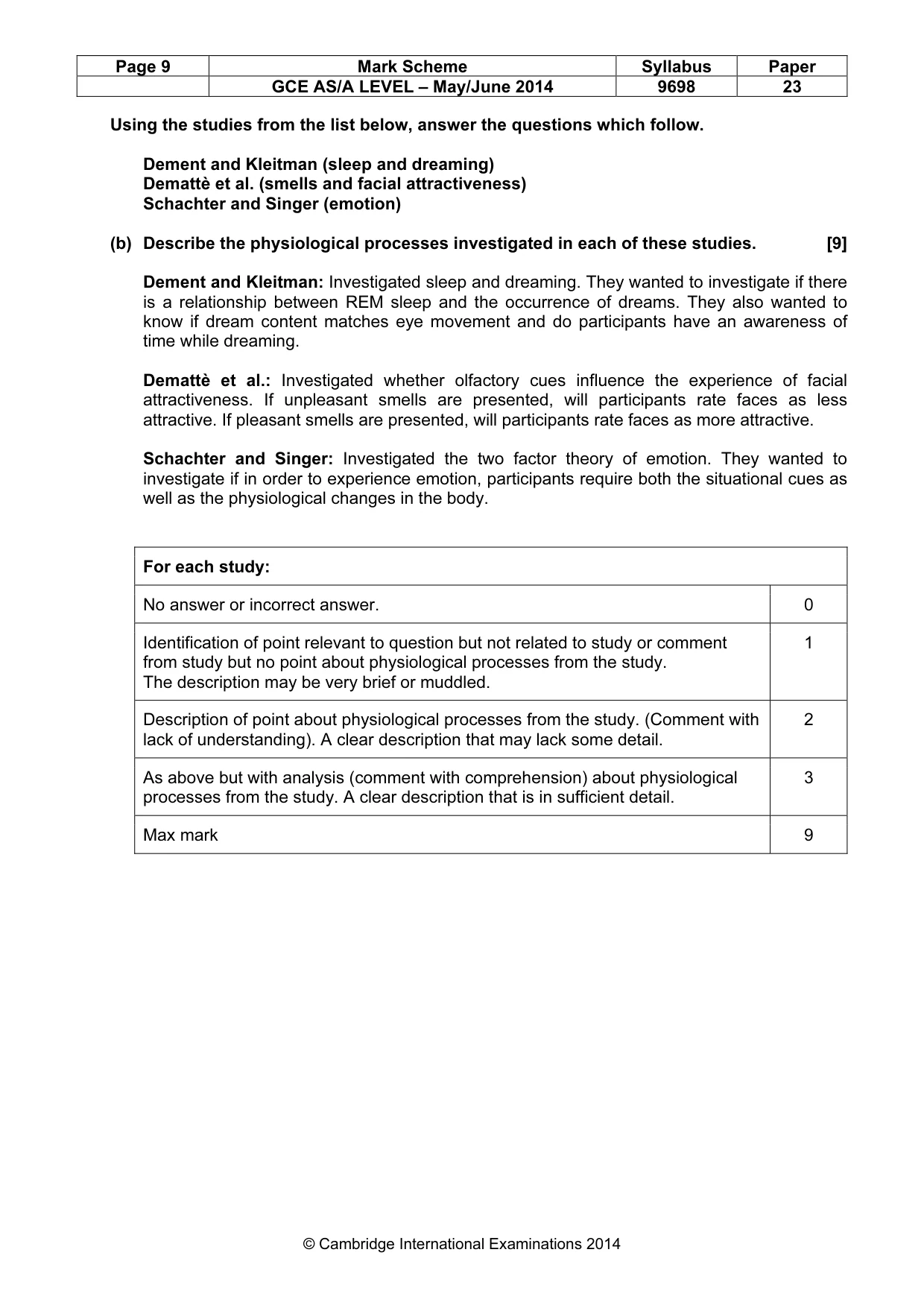 Mark scheme, page 9 of 10
