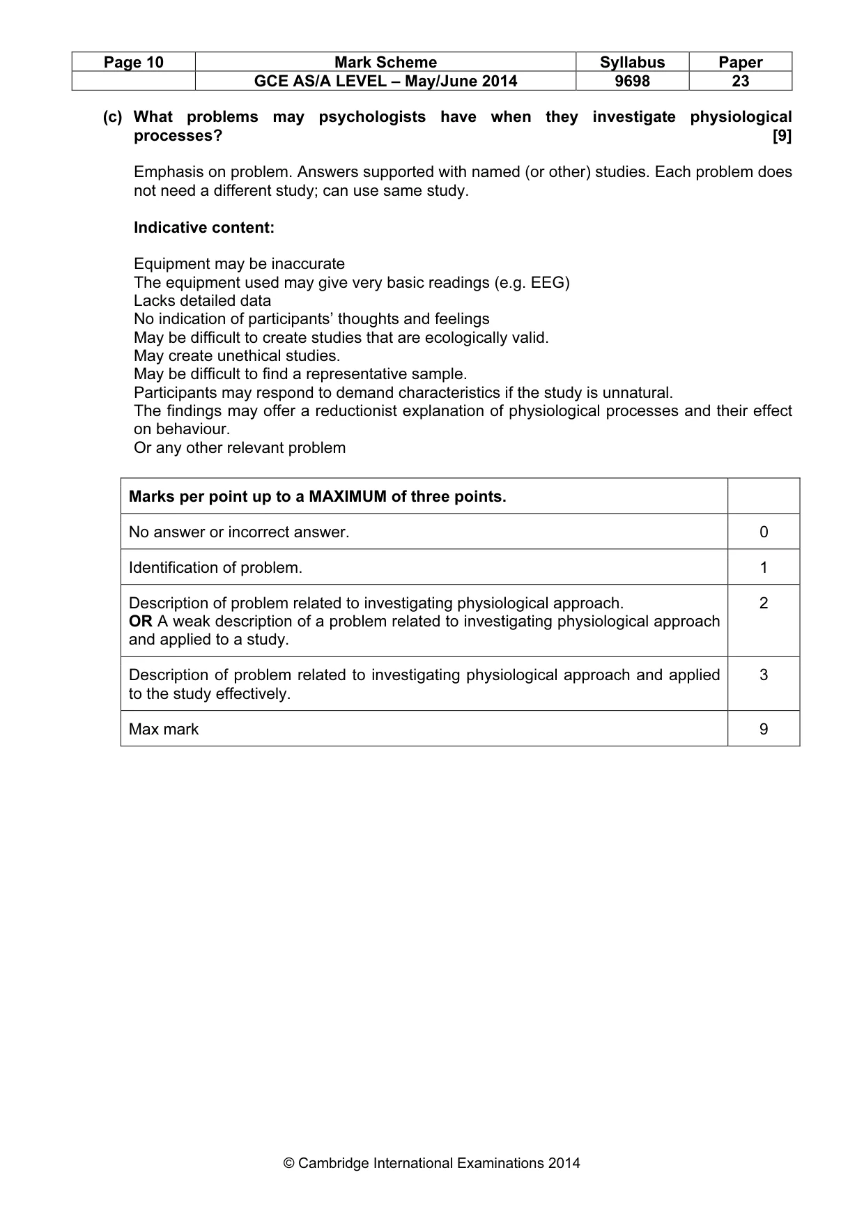Mark scheme, page 10 of 10