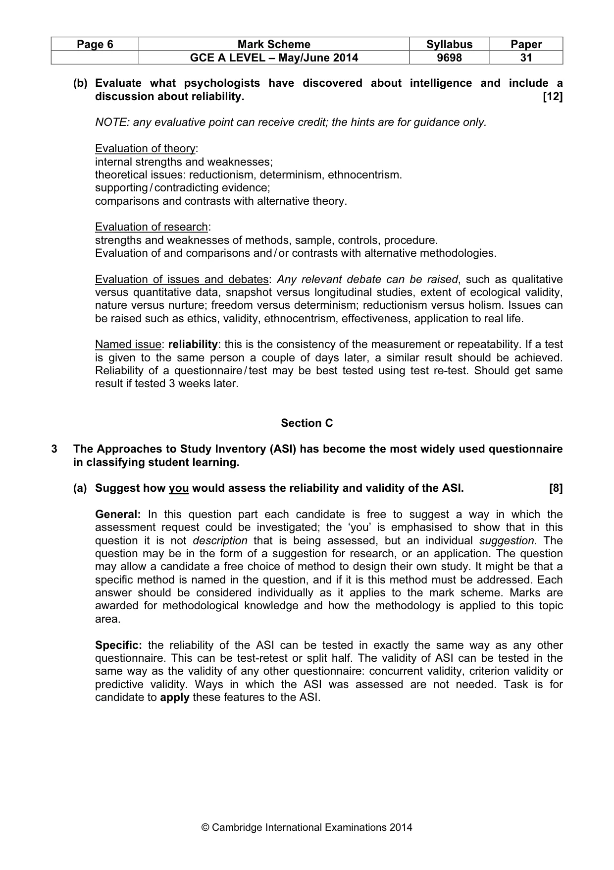 Mark scheme, page 6 of 20