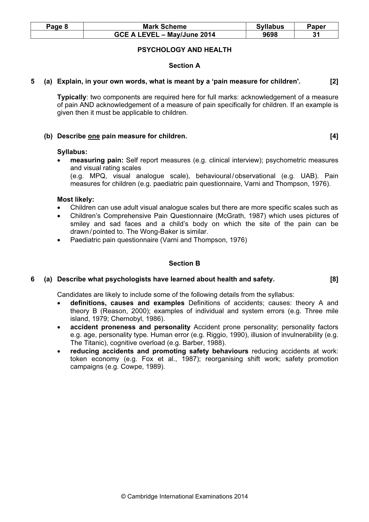 Mark scheme, page 8 of 20
