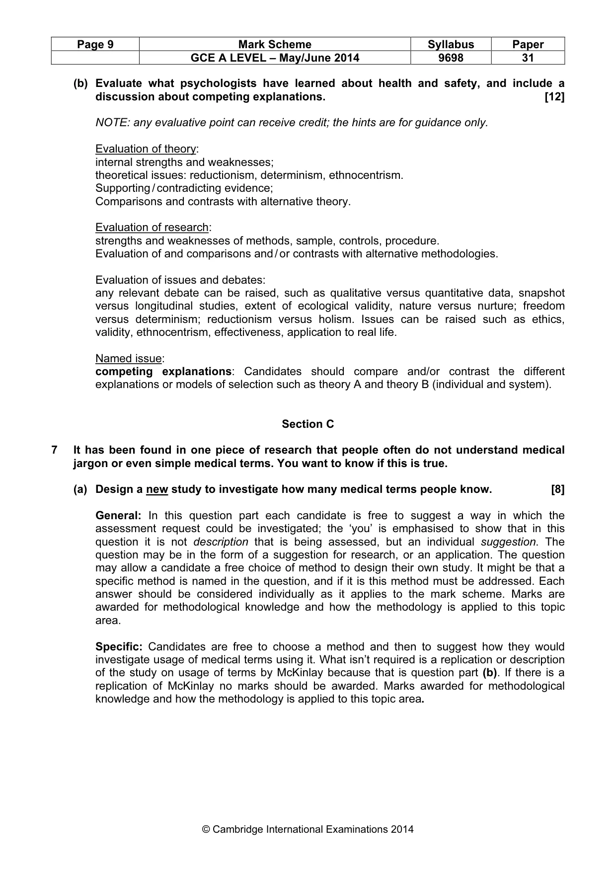 Mark scheme, page 9 of 20