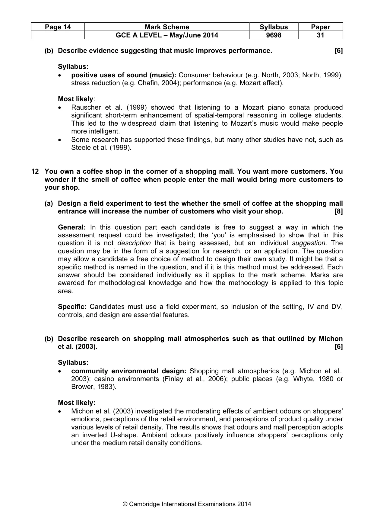 Mark scheme, page 14 of 20