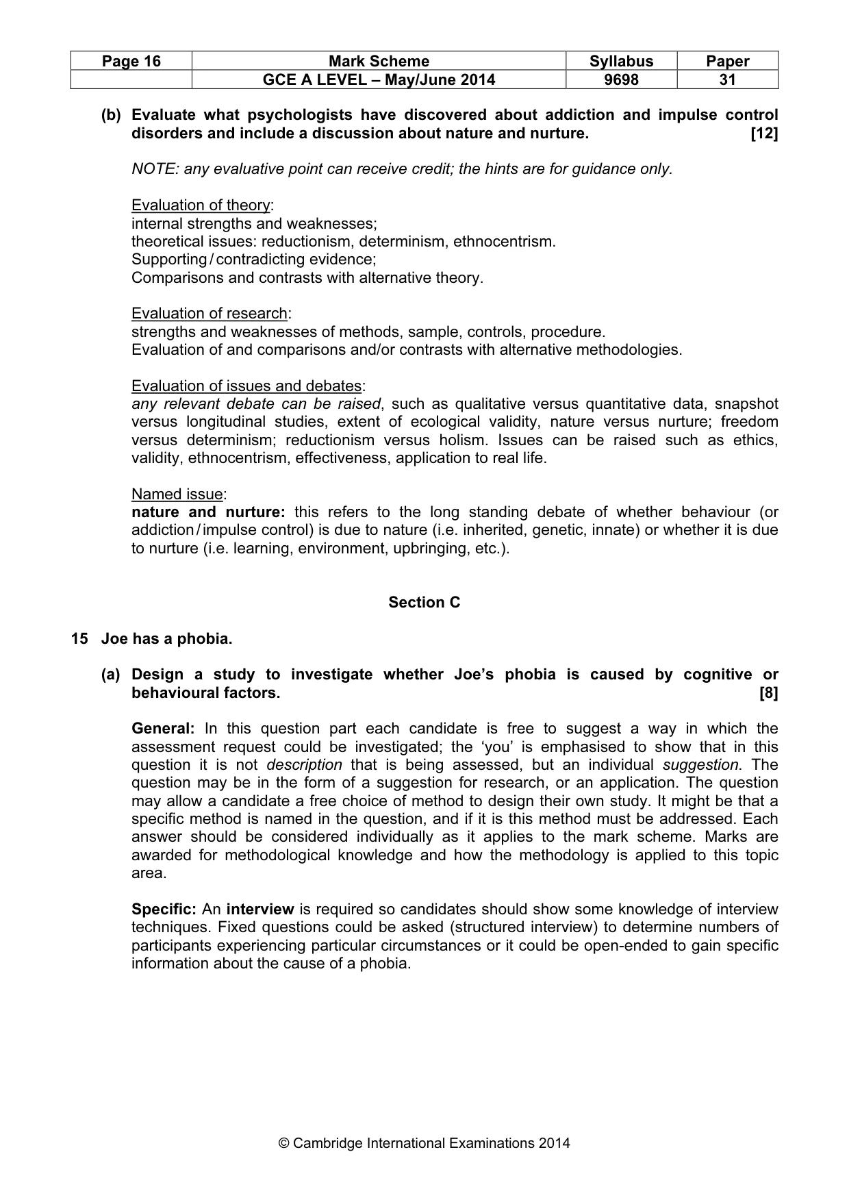 Mark scheme, page 16 of 20