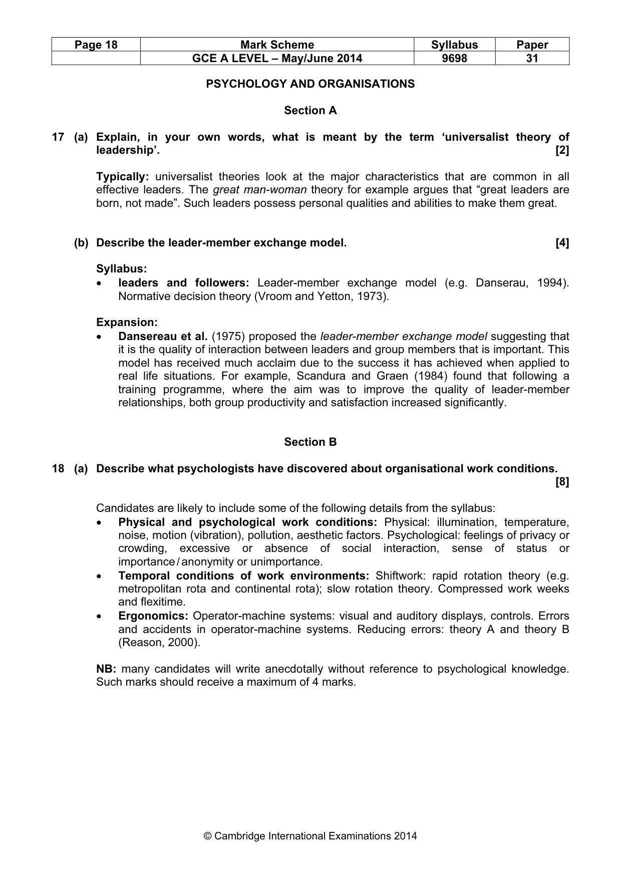 Mark scheme, page 18 of 20
