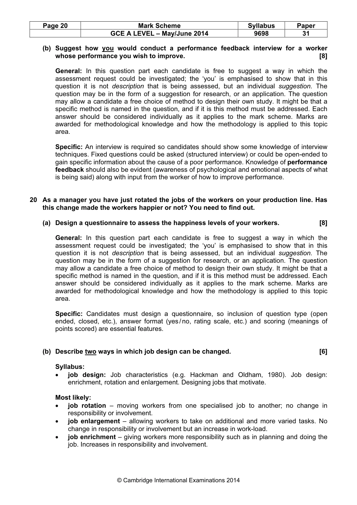 Mark scheme, page 20 of 20