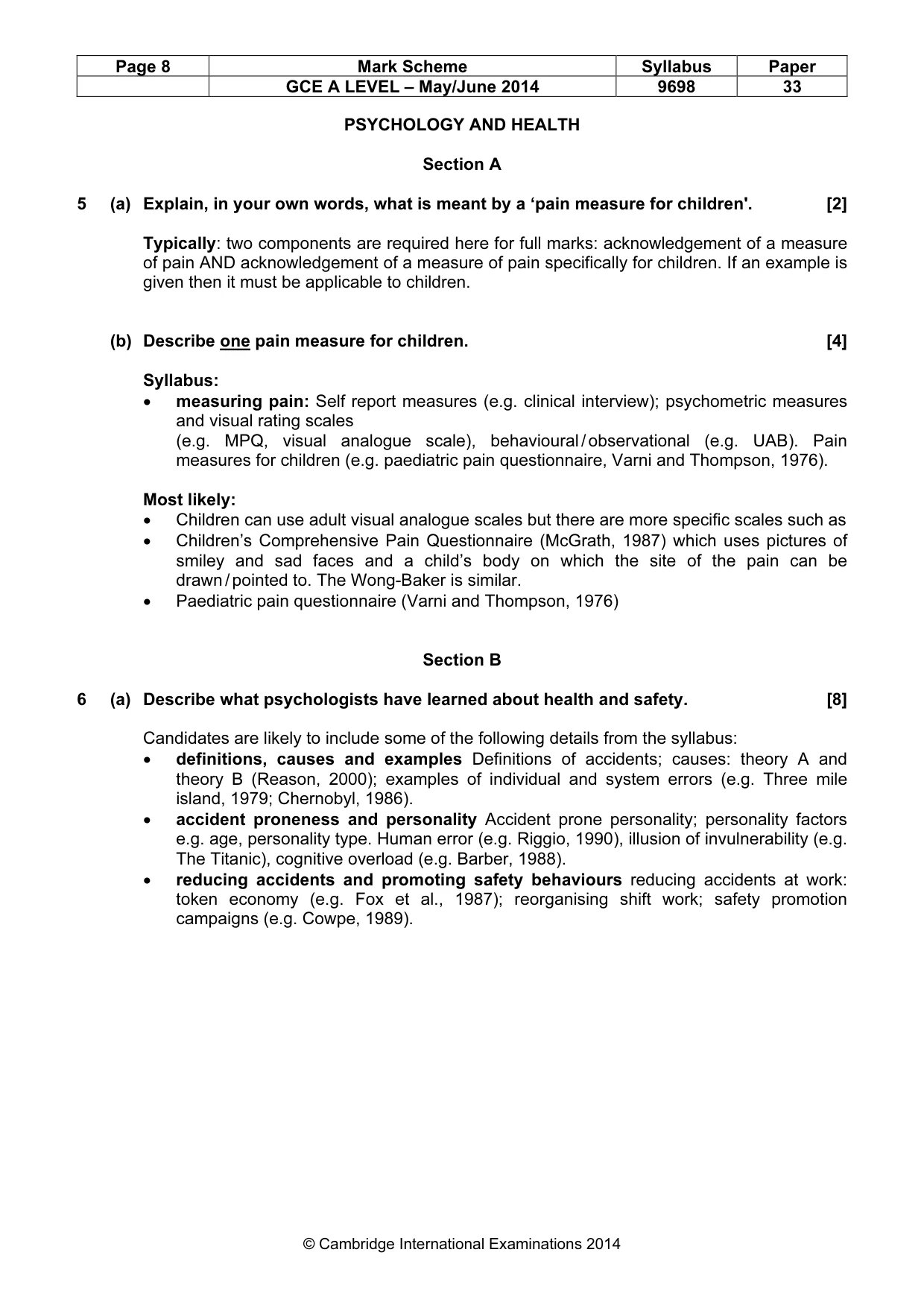 Mark scheme, page 8 of 20
