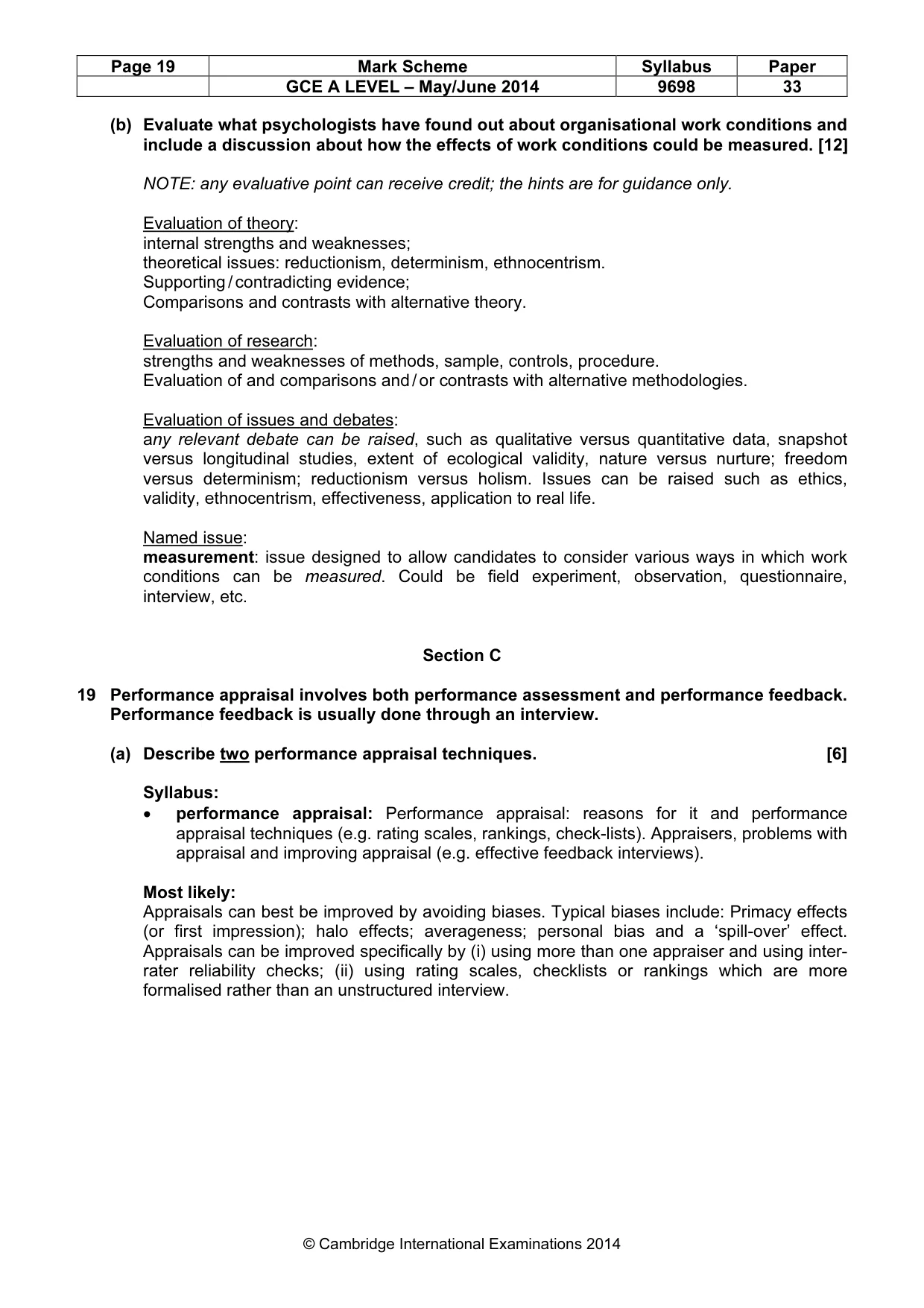Mark scheme, page 19 of 20