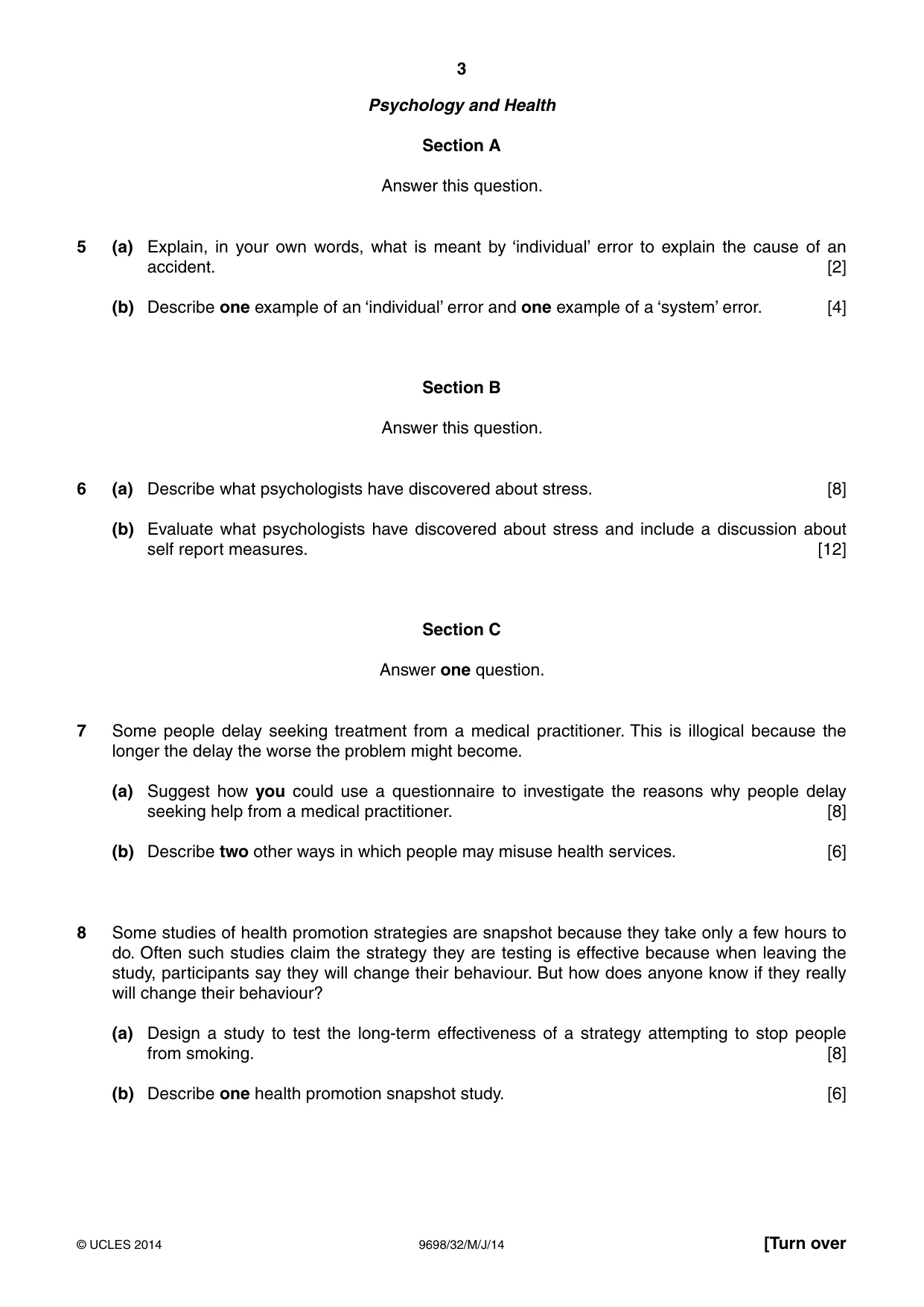 Cambridge A Level Psychology 9698 2014 May/June Paper 3 · Variant 2 question paper, page 3 of 8