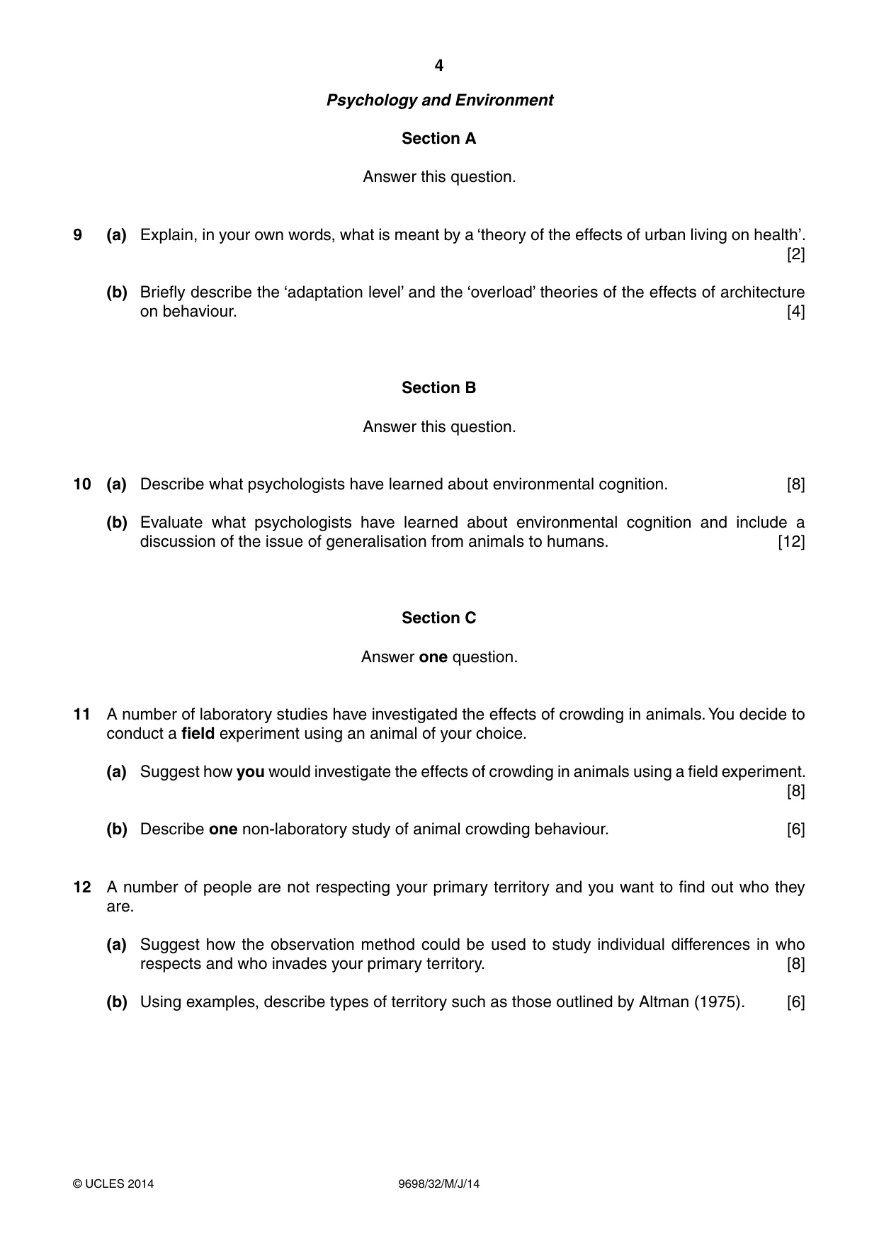 Cambridge A Level Psychology 9698 2014 May/June Paper 3 · Variant 2 question paper, page 4 of 8