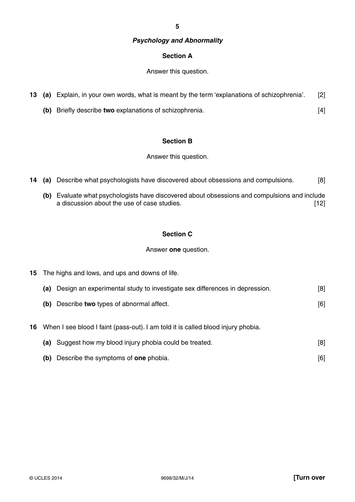 Cambridge A Level Psychology 9698 2014 May/June Paper 3 · Variant 2 question paper, page 5 of 8