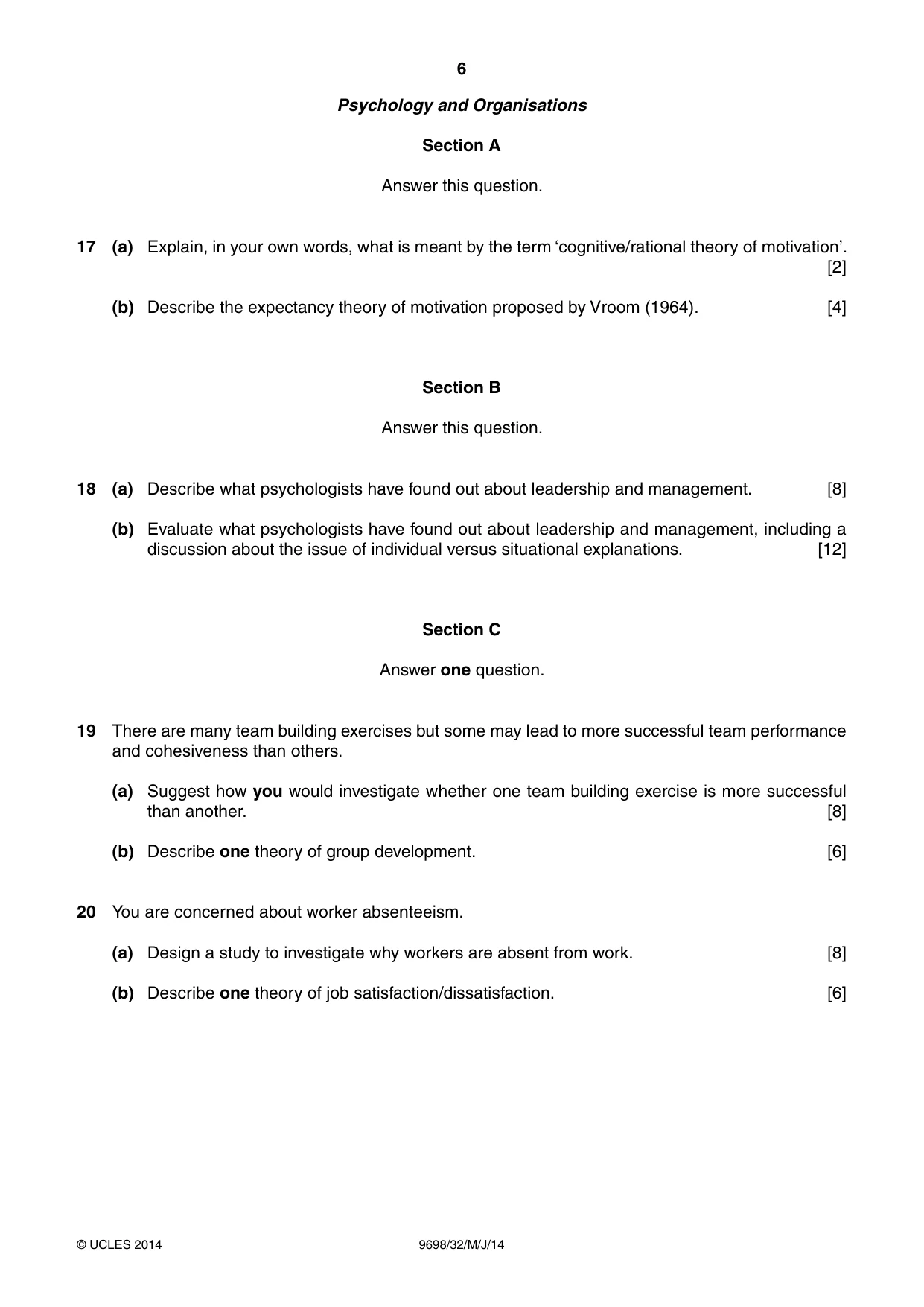 Cambridge A Level Psychology 9698 2014 May/June Paper 3 · Variant 2 question paper, page 6 of 8