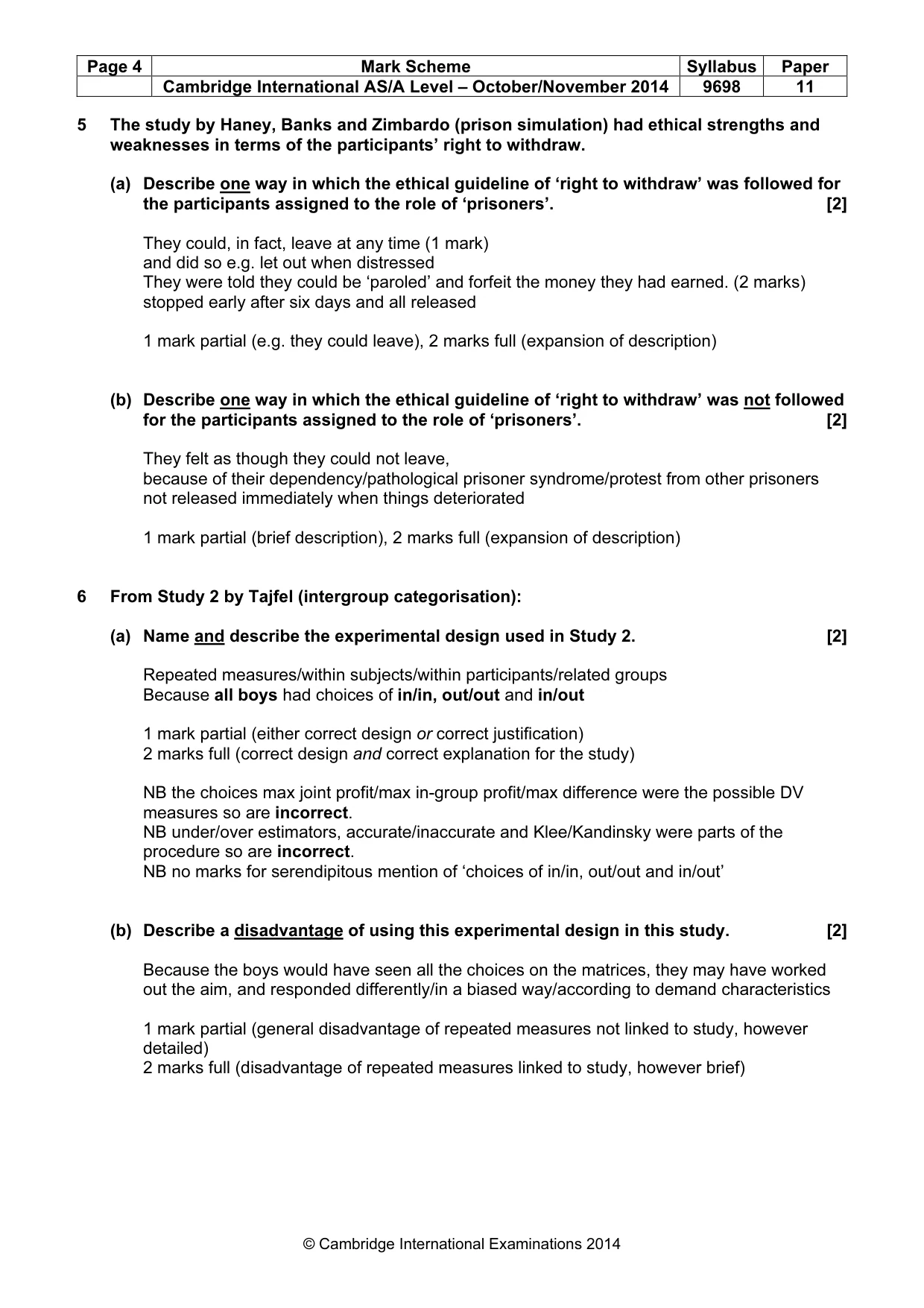 Mark scheme, page 4 of 12