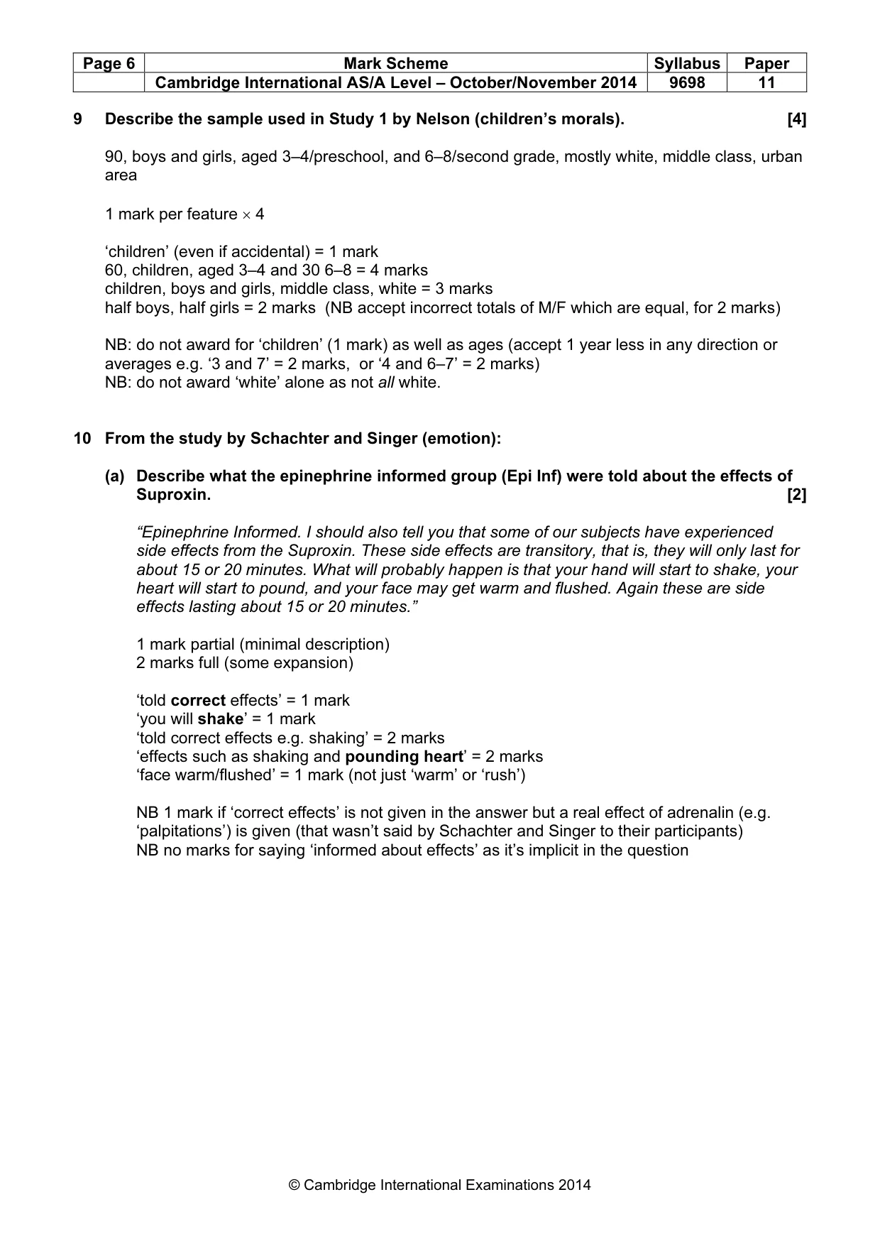 Mark scheme, page 6 of 12